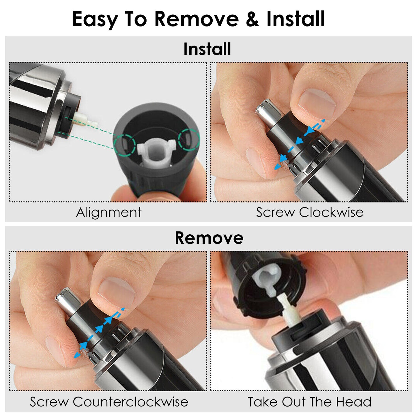 4 In 1 Rechargeable Razor Hair Beard Eyebrow Ear Nose Hairs Sideburn Trimmer Clipper