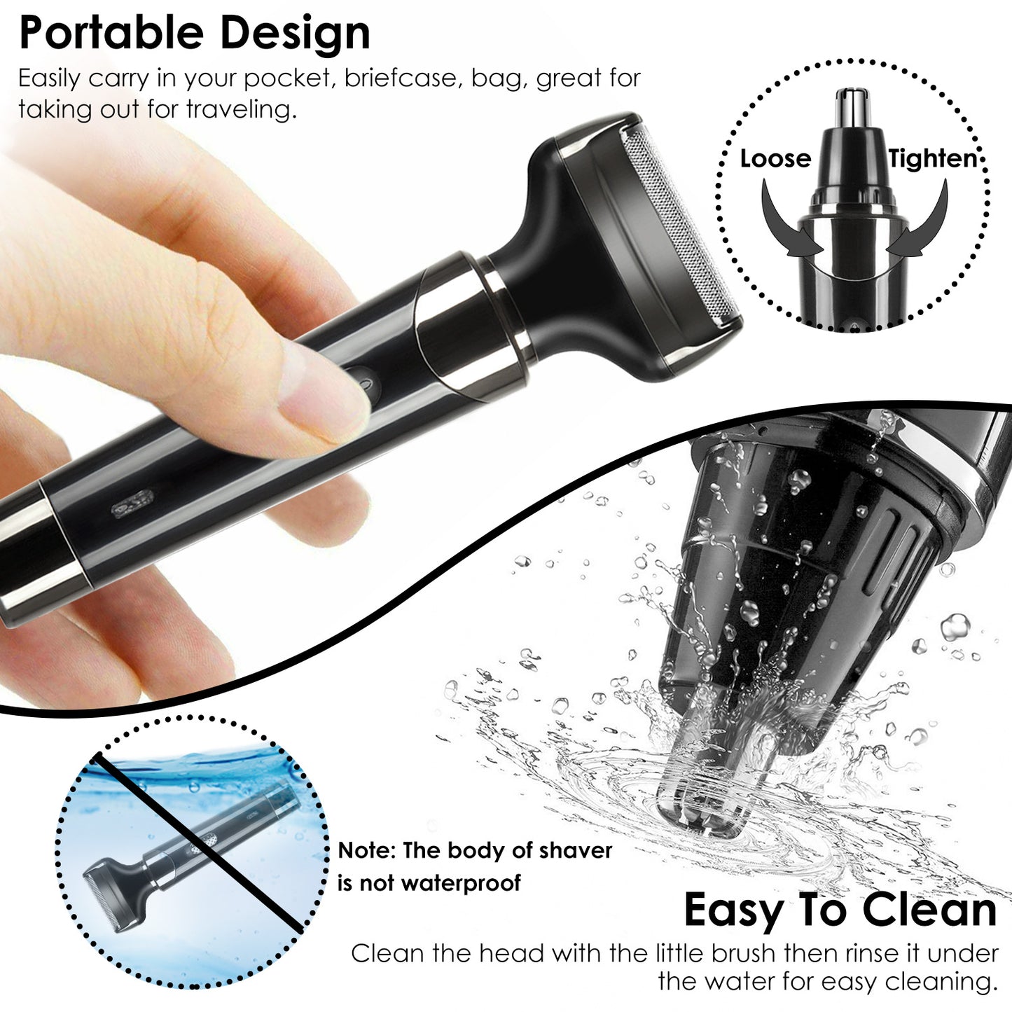 4 In 1 Rechargeable Razor Hair Beard Eyebrow Ear Nose Hairs Sideburn Trimmer Clipper