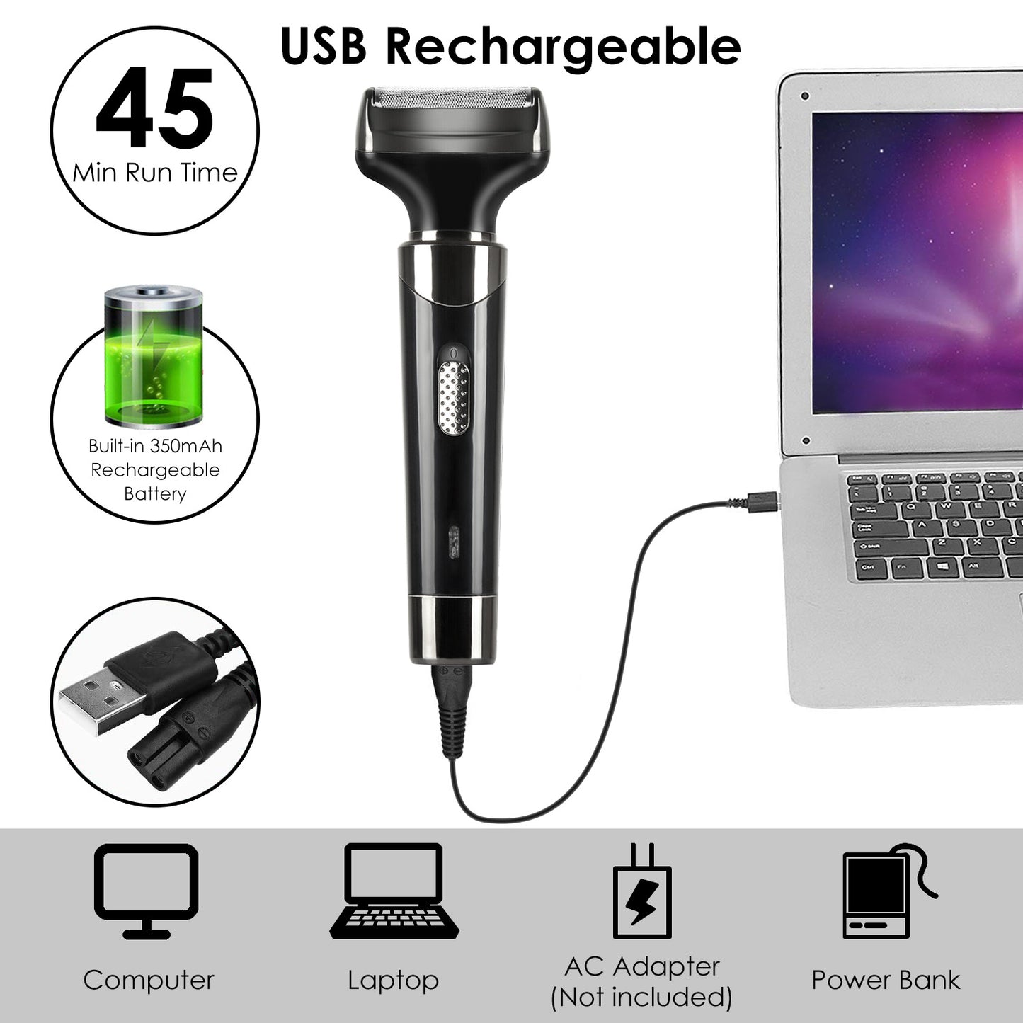 4 In 1 Rechargeable Razor Hair Beard Eyebrow Ear Nose Hairs Sideburn Trimmer Clipper