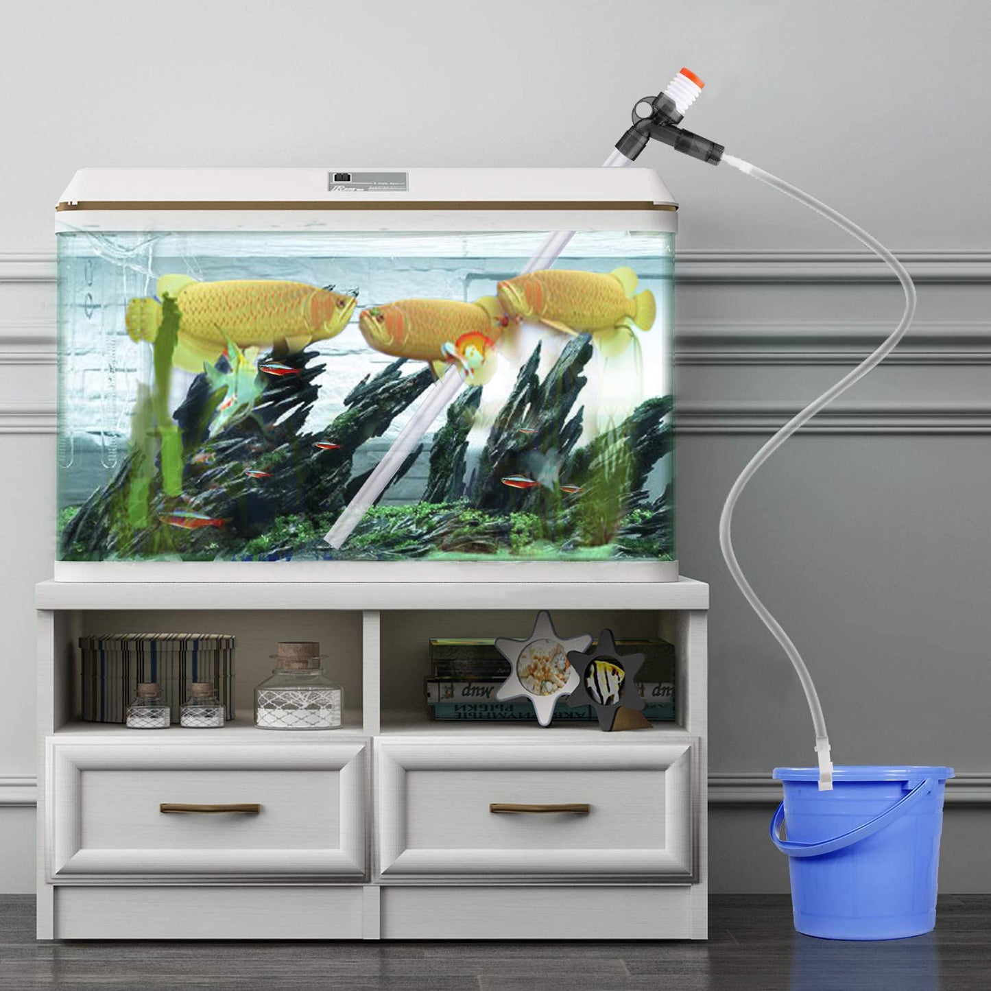 Fish Tank Gravel Cleaner Kit Aquarium Long Nozzle Water Changer Sand Filter