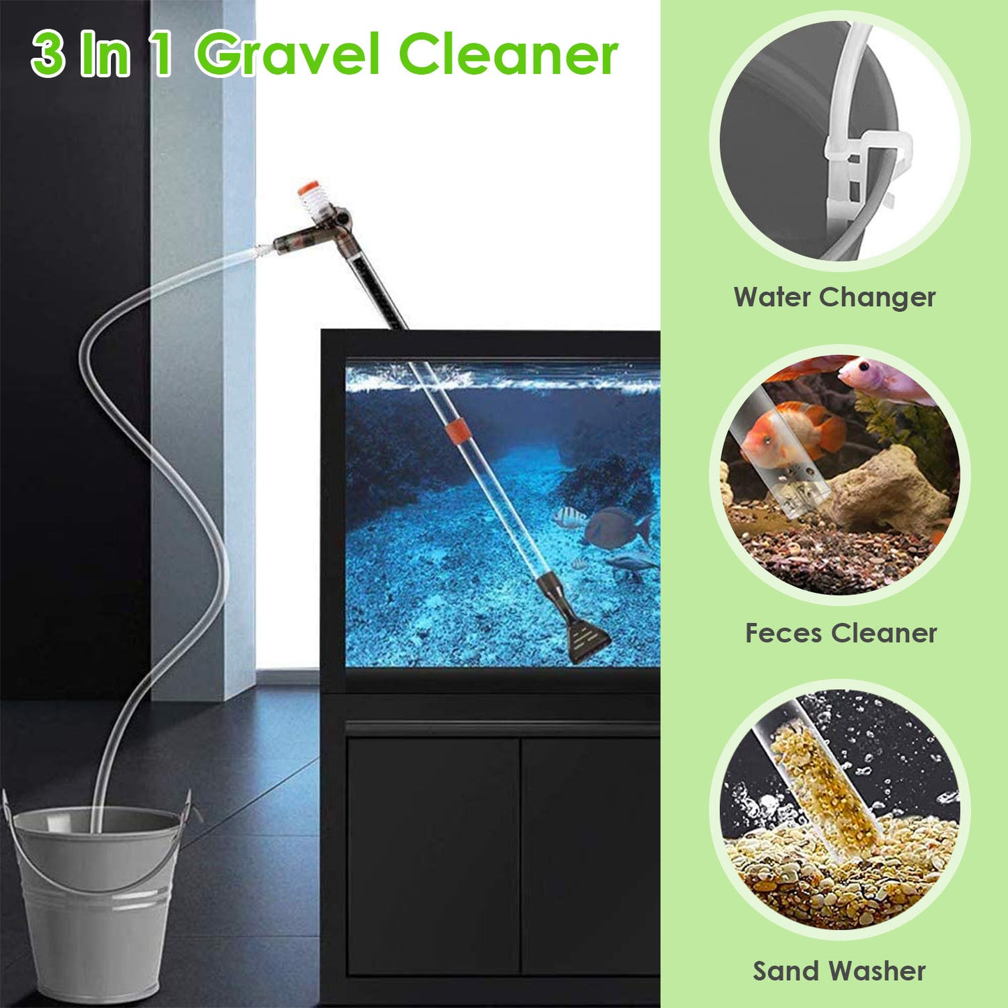 Fish Tank Gravel Cleaner Kit Aquarium Long Nozzle Water Changer Sand Filter