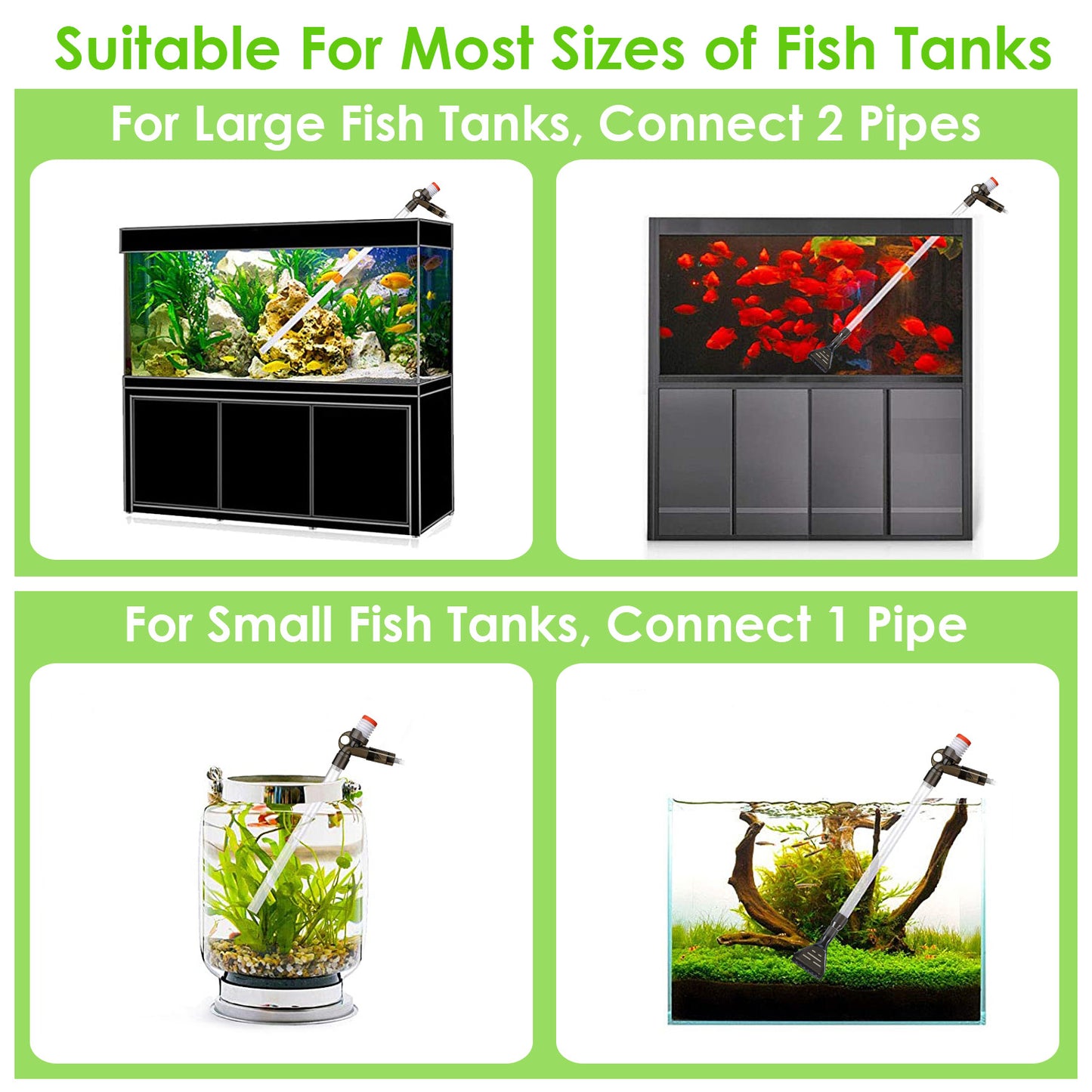 Fish Tank Gravel Cleaner Kit Aquarium Long Nozzle Water Changer Sand Filter
