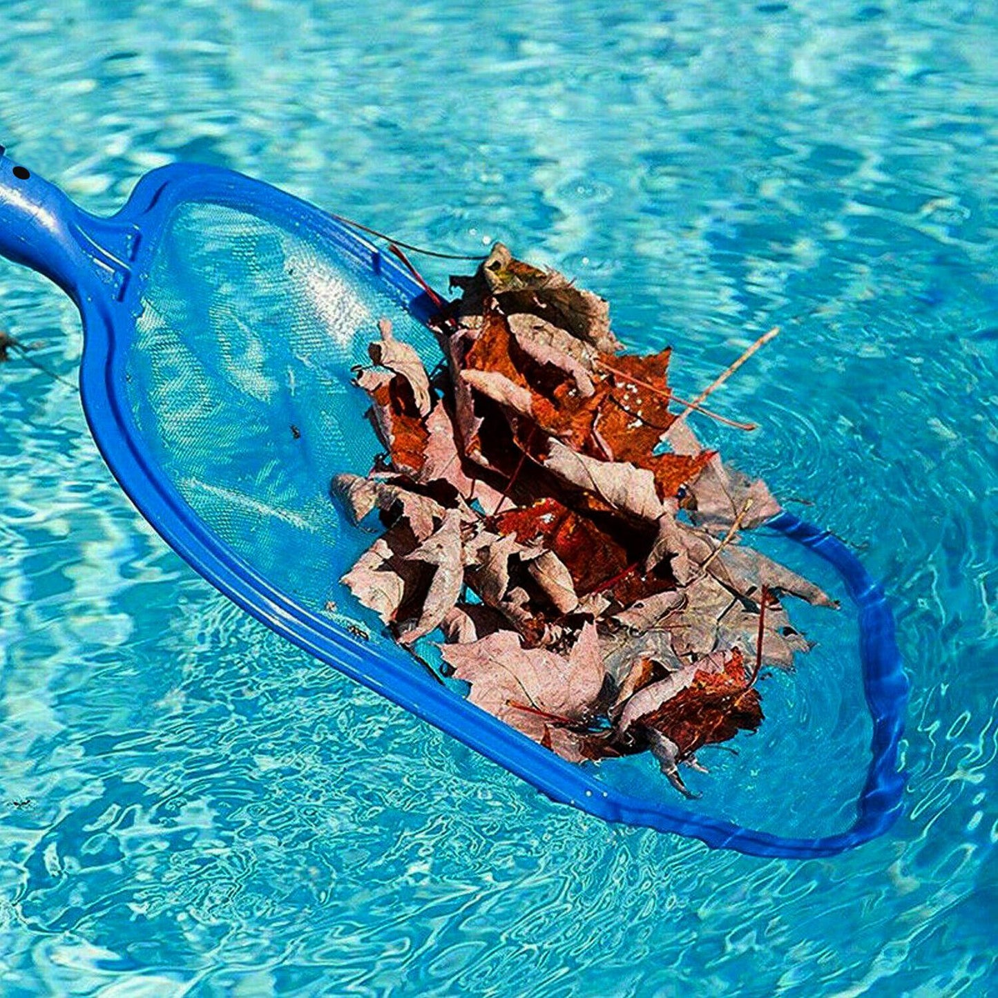 Swinging Pool Skimmer Cleaner Mesh Net Leaf Cleaning Scoop Pool Leaf Rake Debris Skimmer w/ Fine Mesh 4 Telescopic Pole Sections