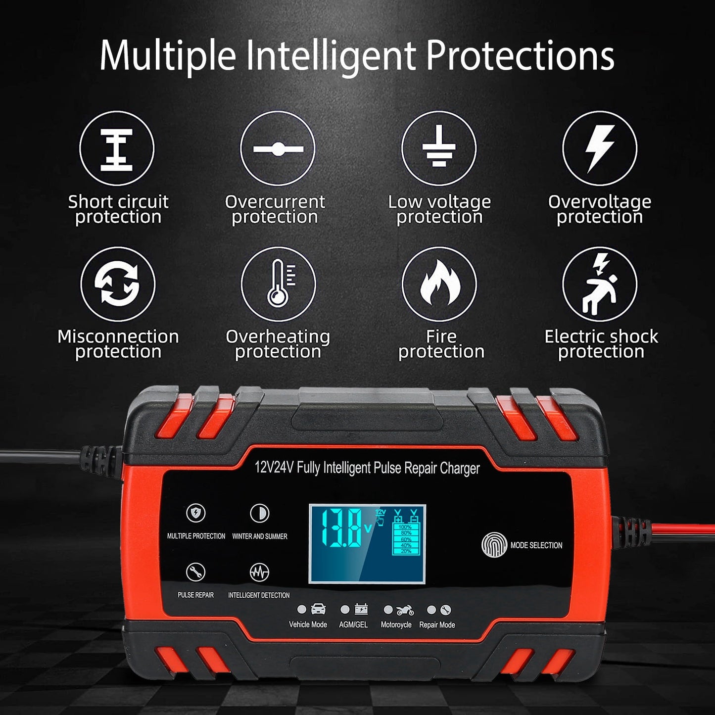 Car�Battery�Charger�12V/8A�24V/4A�Smart�Automatic�Battery�Charger