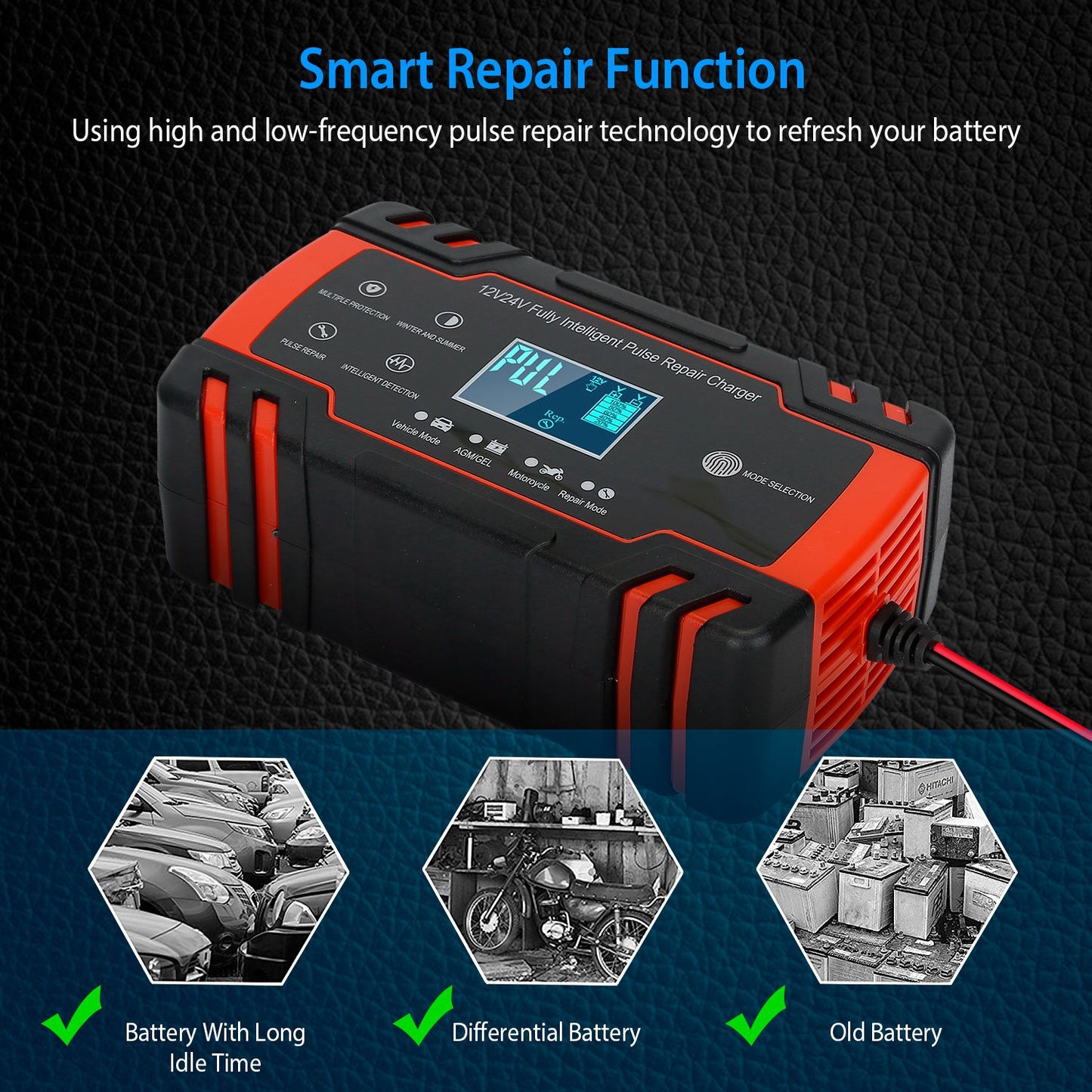 Car�Battery�Charger�12V/8A�24V/4A�Smart�Automatic�Battery�Charger