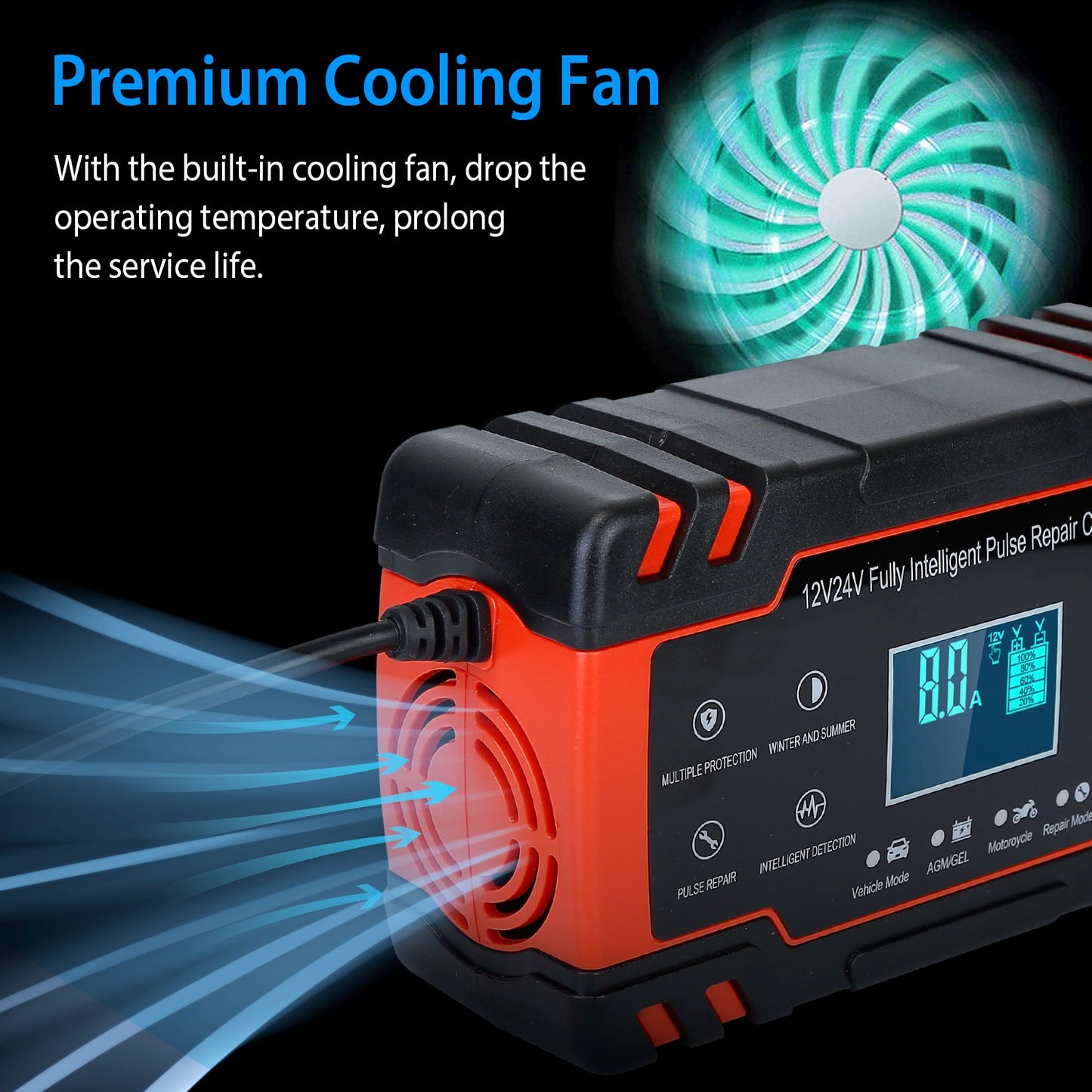 Car�Battery�Charger�12V/8A�24V/4A�Smart�Automatic�Battery�Charger