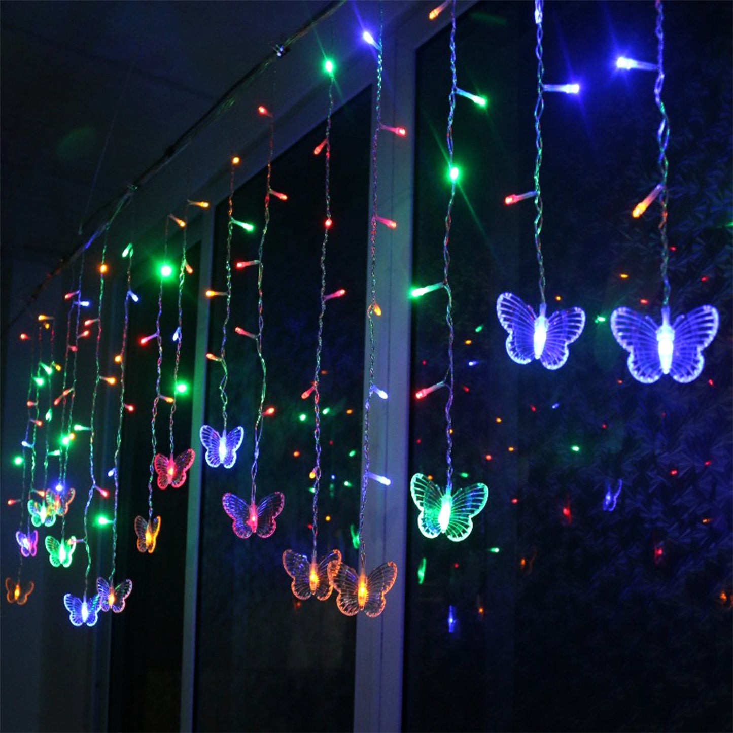Butterfly Curtain String Lights USB Powered Colorful LED Fairy Lamps w/8 Modes 96 LED Remote Control 11.5ft for Bedroom Weddings Christmas