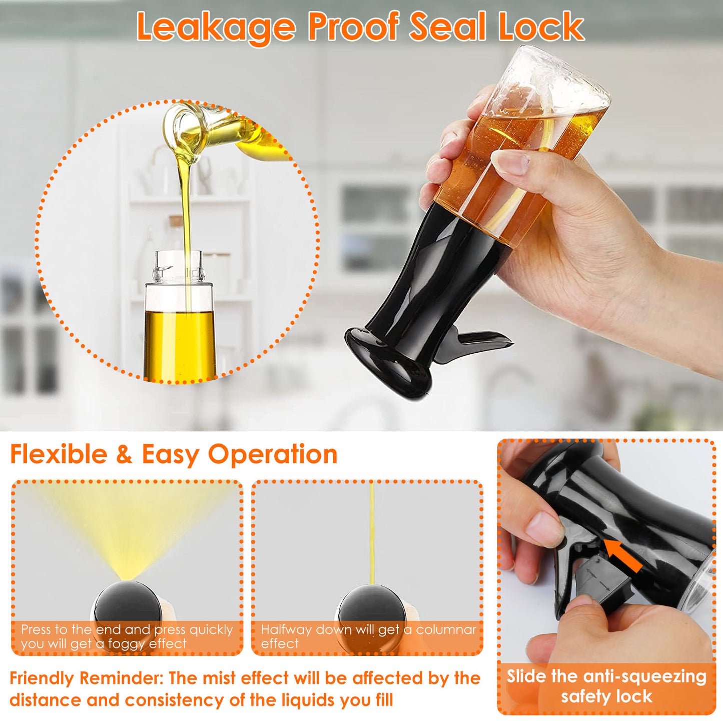 Olive Oil Sprayer 2Pcs 210ML 7.1OZ Reusable Oil Dispenser Mister Refillable Glass Vinegar Bottle w/ Blaster Cleaning Brush For Cooking BBQ