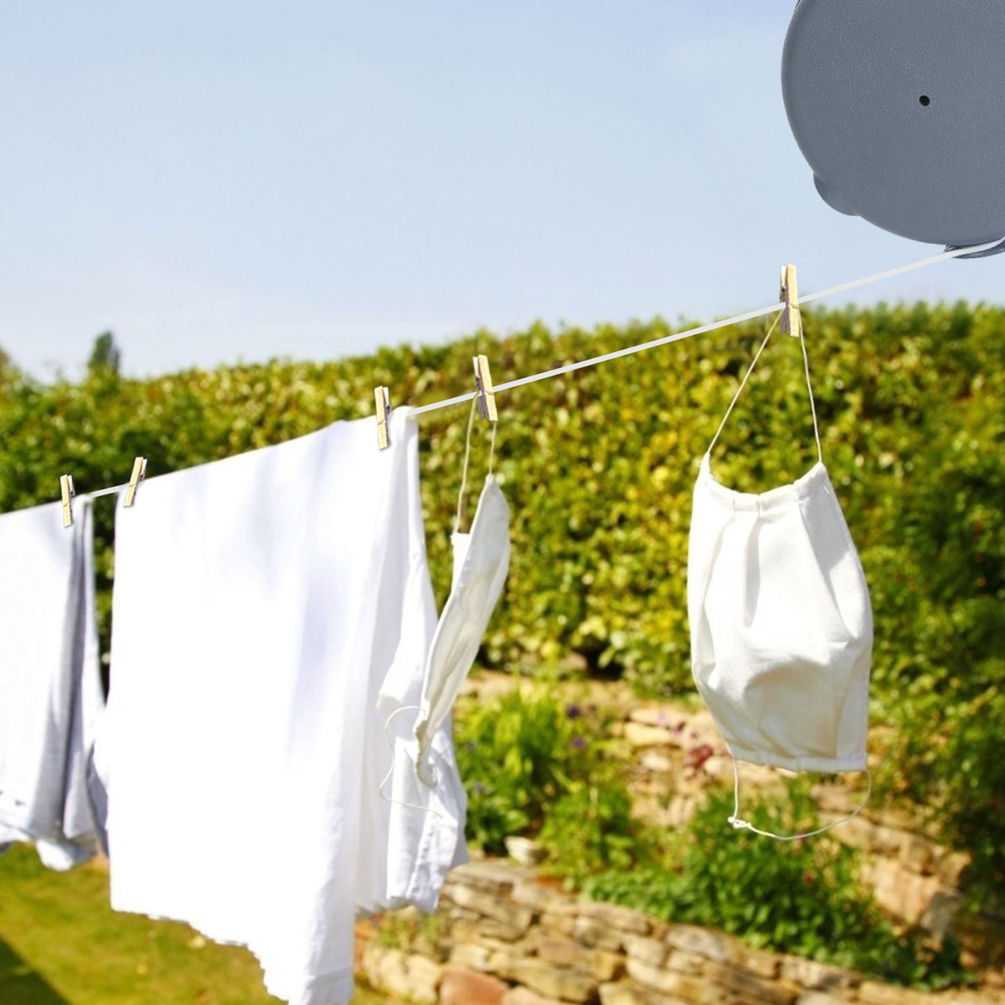Retractable Clothesline Outdoor 49FT PVC Automatic Washing Dryer Cord Easy Hanging Rope For Wet Dry Clothes