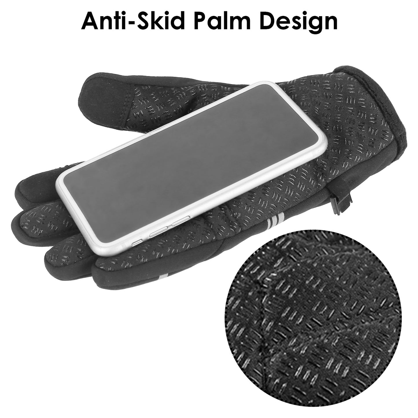 1Pair Winter Gloves Touchscreen Thermal Windproof Fleece Lined Gloves For Winter Running L Size