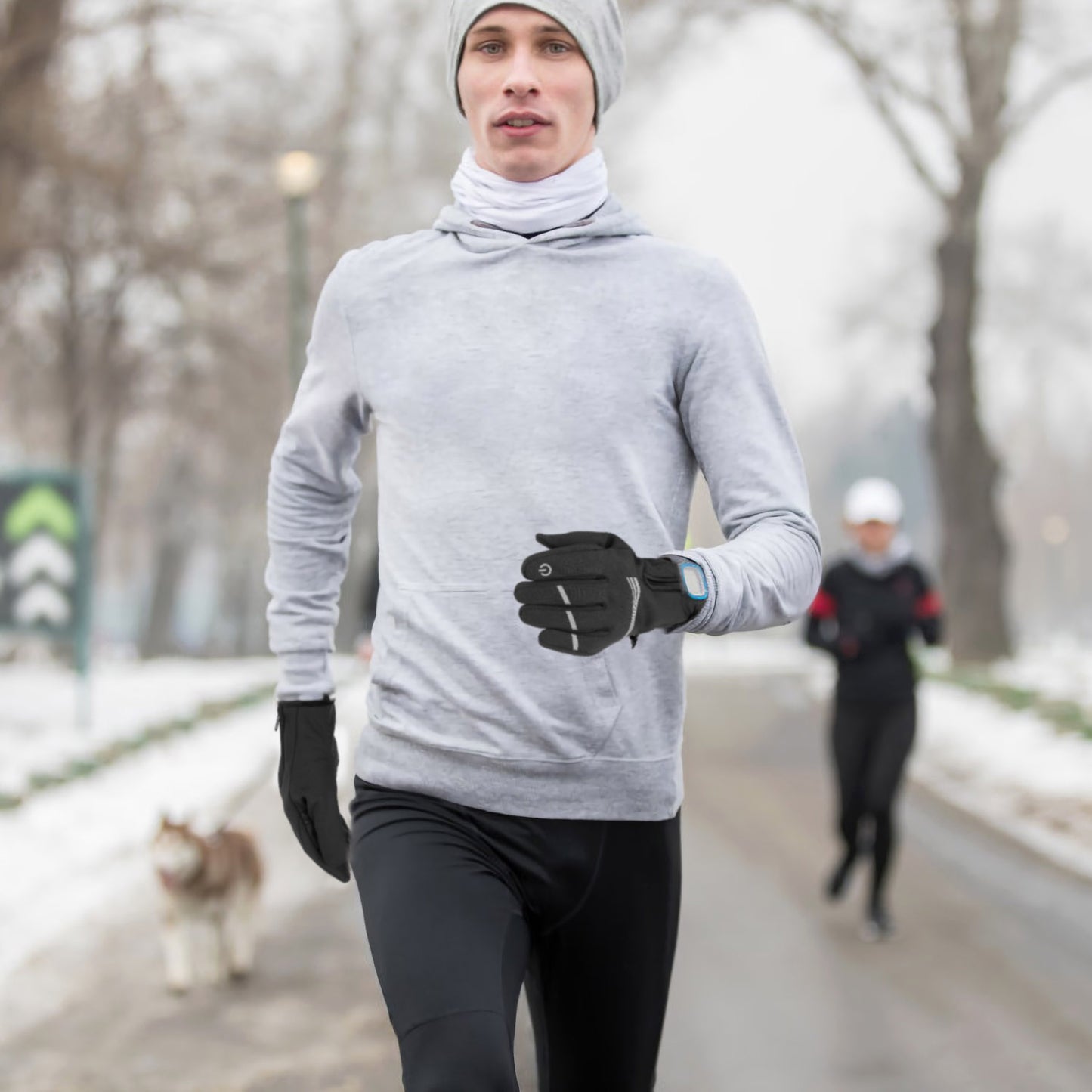 1Pair Winter Gloves Touchscreen Thermal Windproof Fleece Lined Gloves For Winter Running L Size