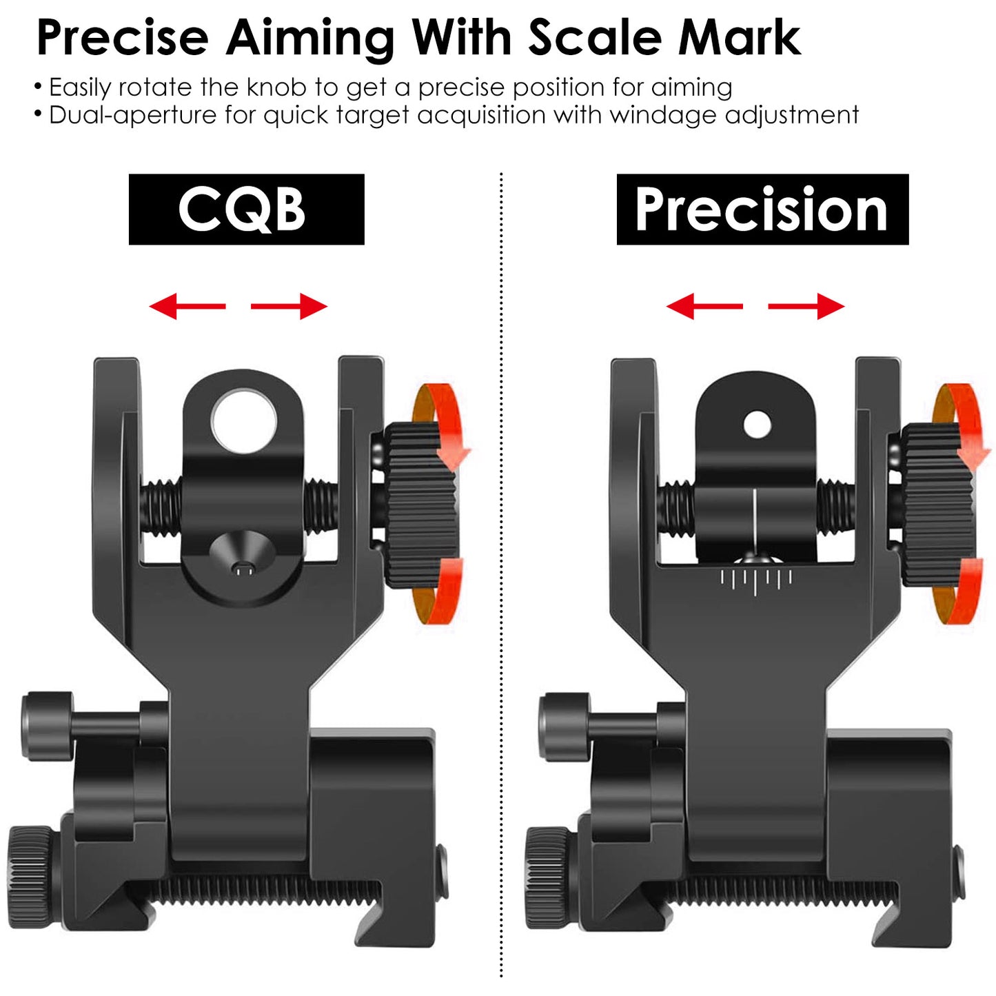 Flip Up Rear Front Sights Aluminum Alloy Tactical Folding Back Up Sight Set Fits For Picatinny Weaver Rails
