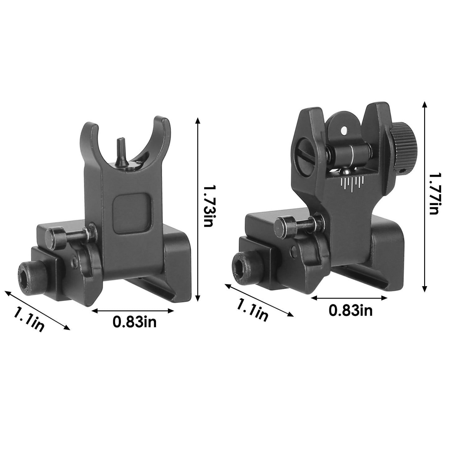 Flip Up Rear Front Sights Aluminum Alloy Tactical Folding Back Up Sight Set Fits For Picatinny Weaver Rails