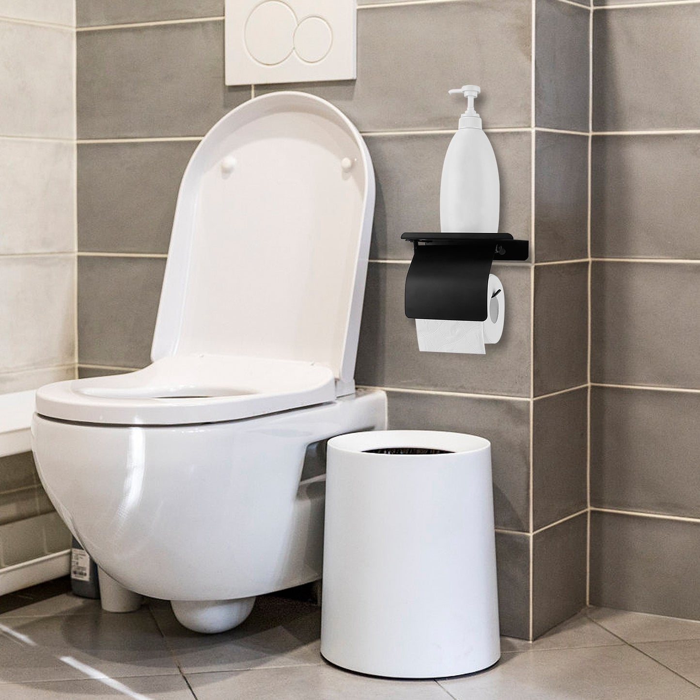 Wall Mounted Toilet Paper Holder with Phone Storage Rack Stainless Steel Toilet Roll Holder Tissue Holder