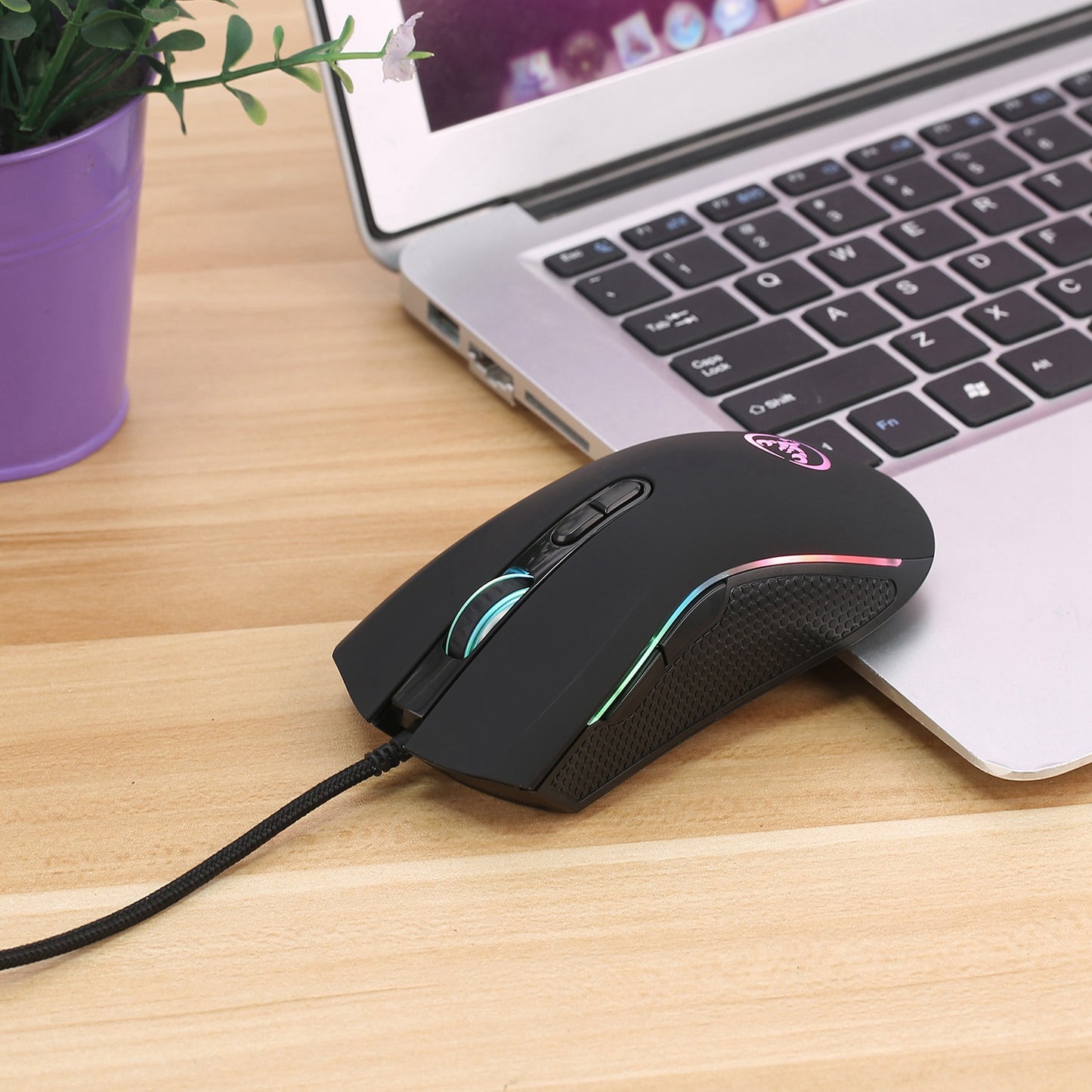 Wired Gaming Mouse 7 Keys Ergonomic Optical Mouse with 7 Changeable Colors 4 Adjustable DPI Levels up to 3200 for Computer Laptop
