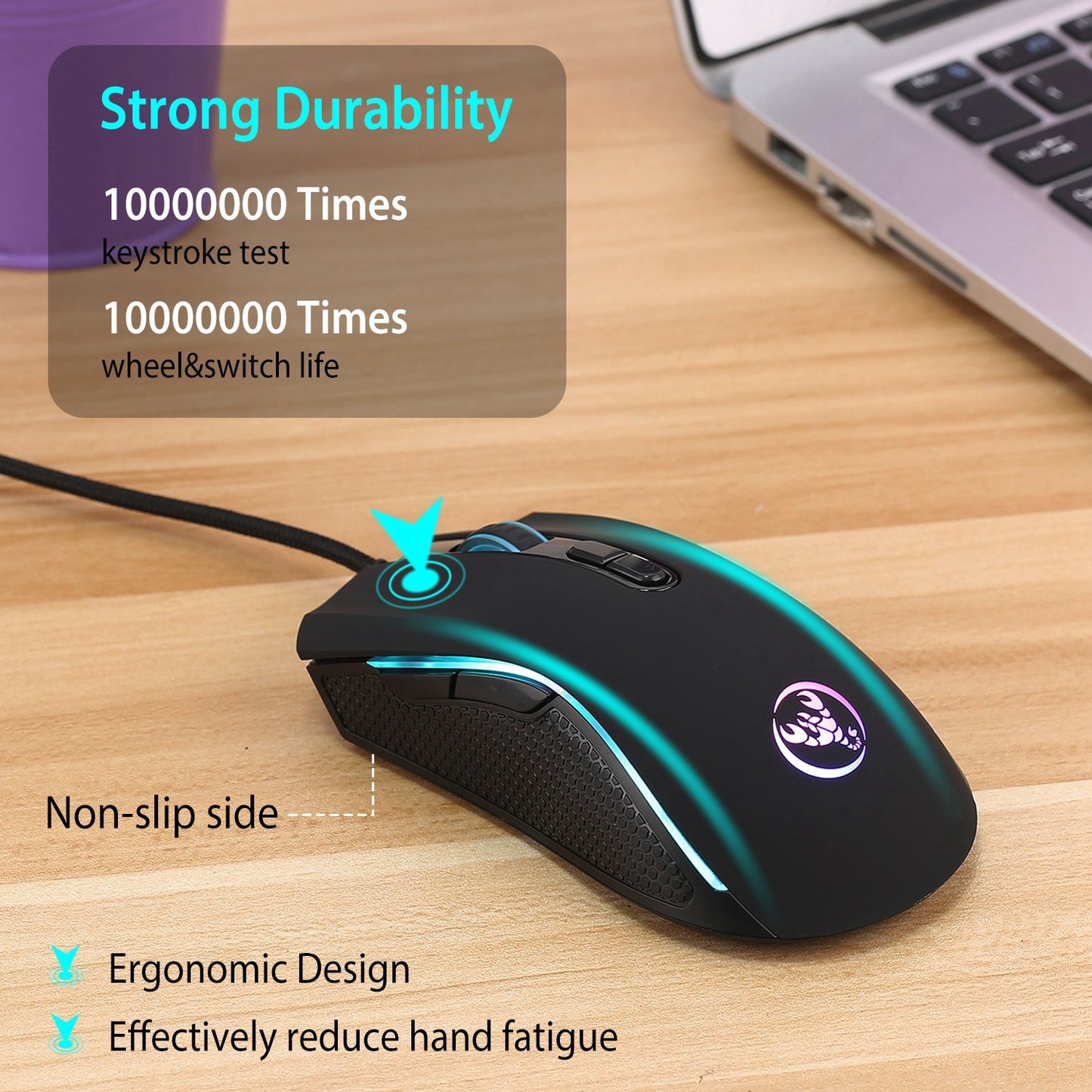 Wired Gaming Mouse 7 Keys Ergonomic Optical Mouse with 7 Changeable Colors 4 Adjustable DPI Levels up to 3200 for Computer Laptop