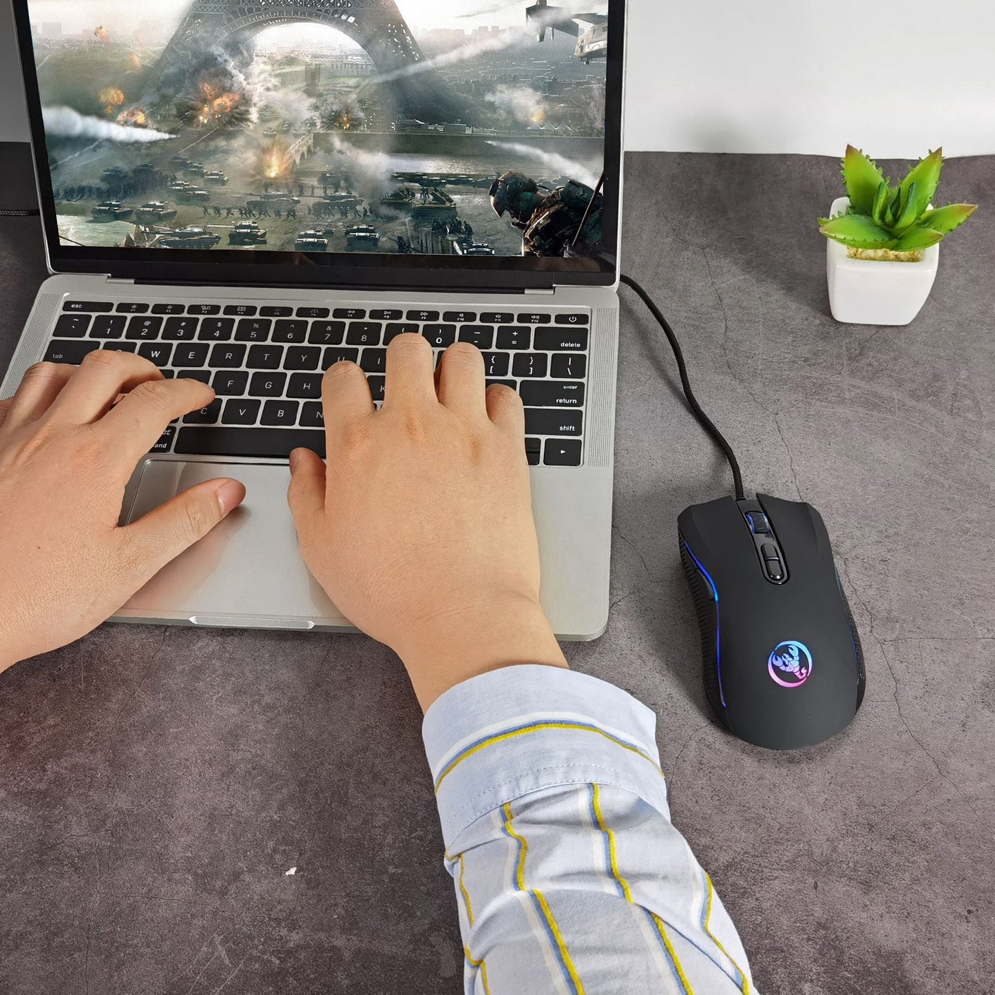 Wired Gaming Mouse 7 Keys Ergonomic Optical Mouse with 7 Changeable Colors 4 Adjustable DPI Levels up to 3200 for Computer Laptop