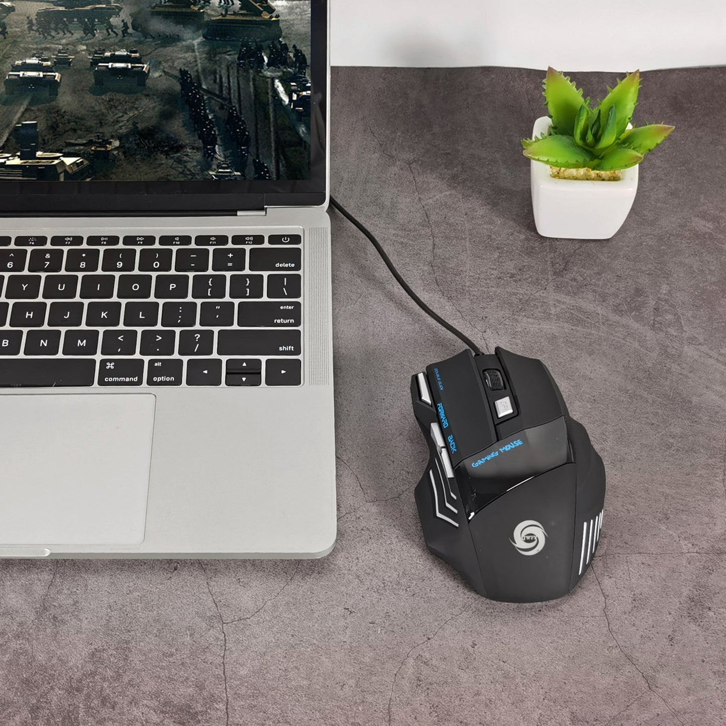 Wired Gaming Mouse 7 Keys Ergonomic Optical Mouse w/ 7 Changeable Colors 5 Adjustable DPI Levels up to 5500 for Computer Laptop
