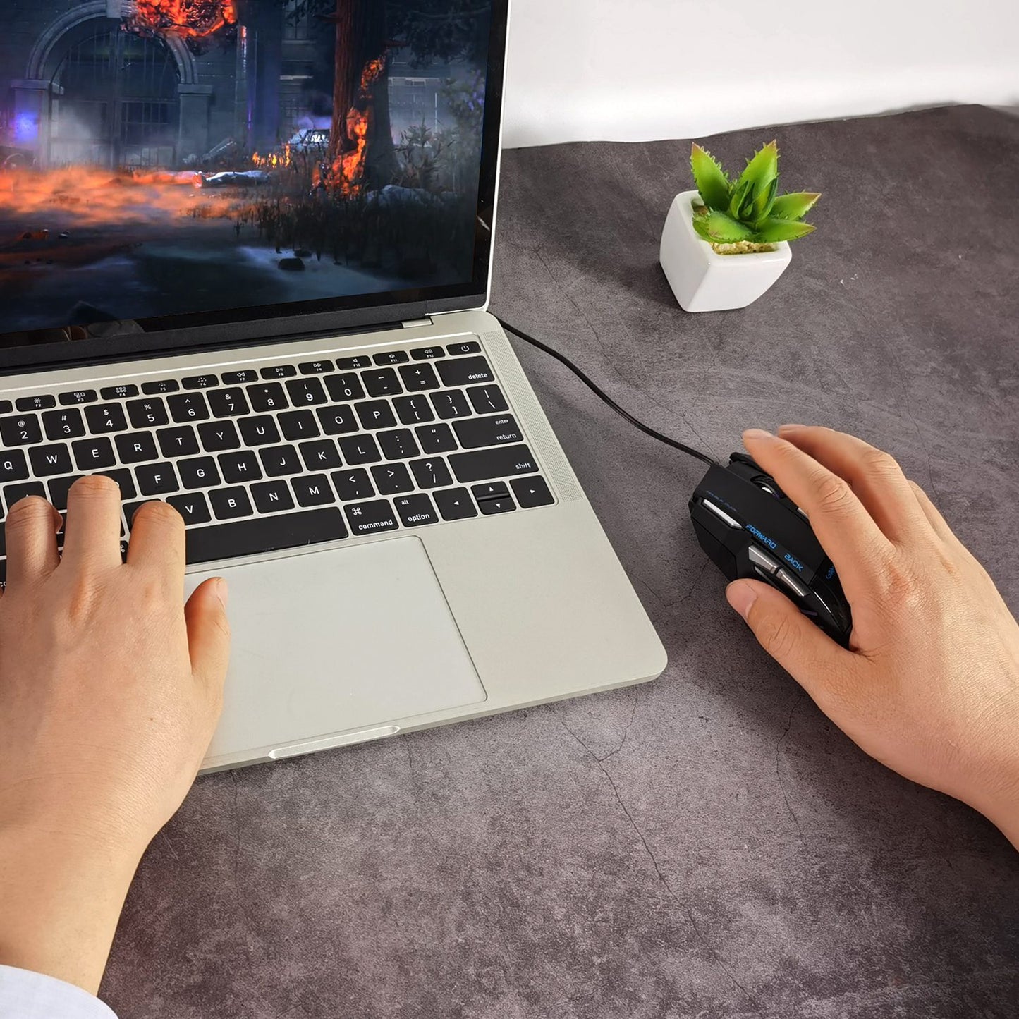 Wired Gaming Mouse 7 Keys Ergonomic Optical Mouse w/ 7 Changeable Colors 5 Adjustable DPI Levels up to 5500 for Computer Laptop