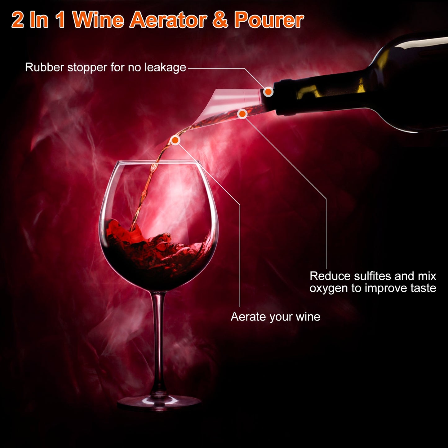 4 in 1 Electric Wine Opener Set Automatic Corkscrew Cordless Rechargeable Wine Opener w/ Pourer Foil Cutter Vacuum Stopper