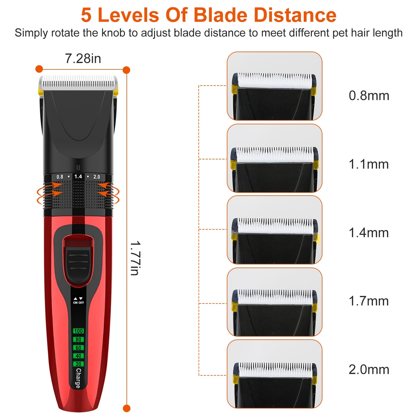 Pet Grooming Kit Rechargeable Cordless Dog Grooming Clippers Low Noise Electric Dog Trimmer Shaver Hair Cutter w/ 4 Guide Combs Scissors Oil