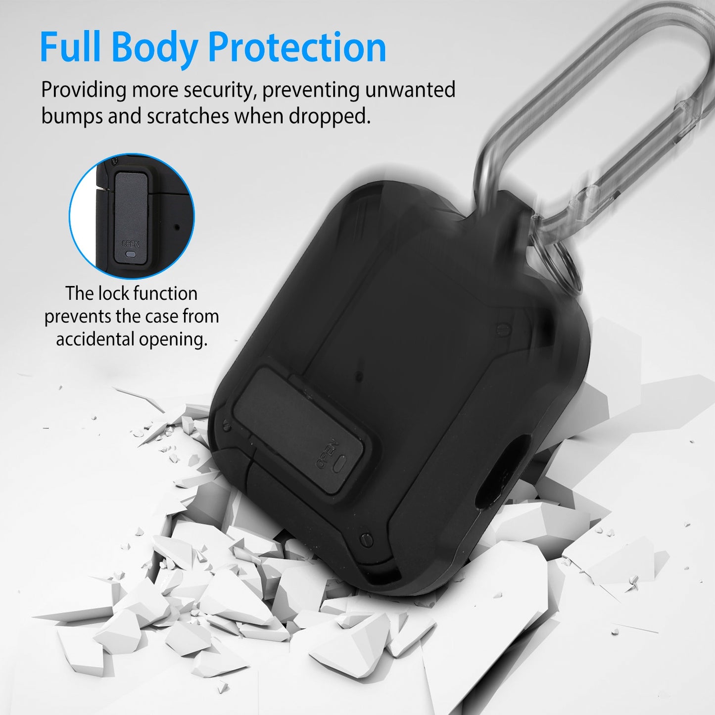 Protective Case Cover Fit for Airpod 3 Hard Shell Shockproof Cover Case w/ Carabiner