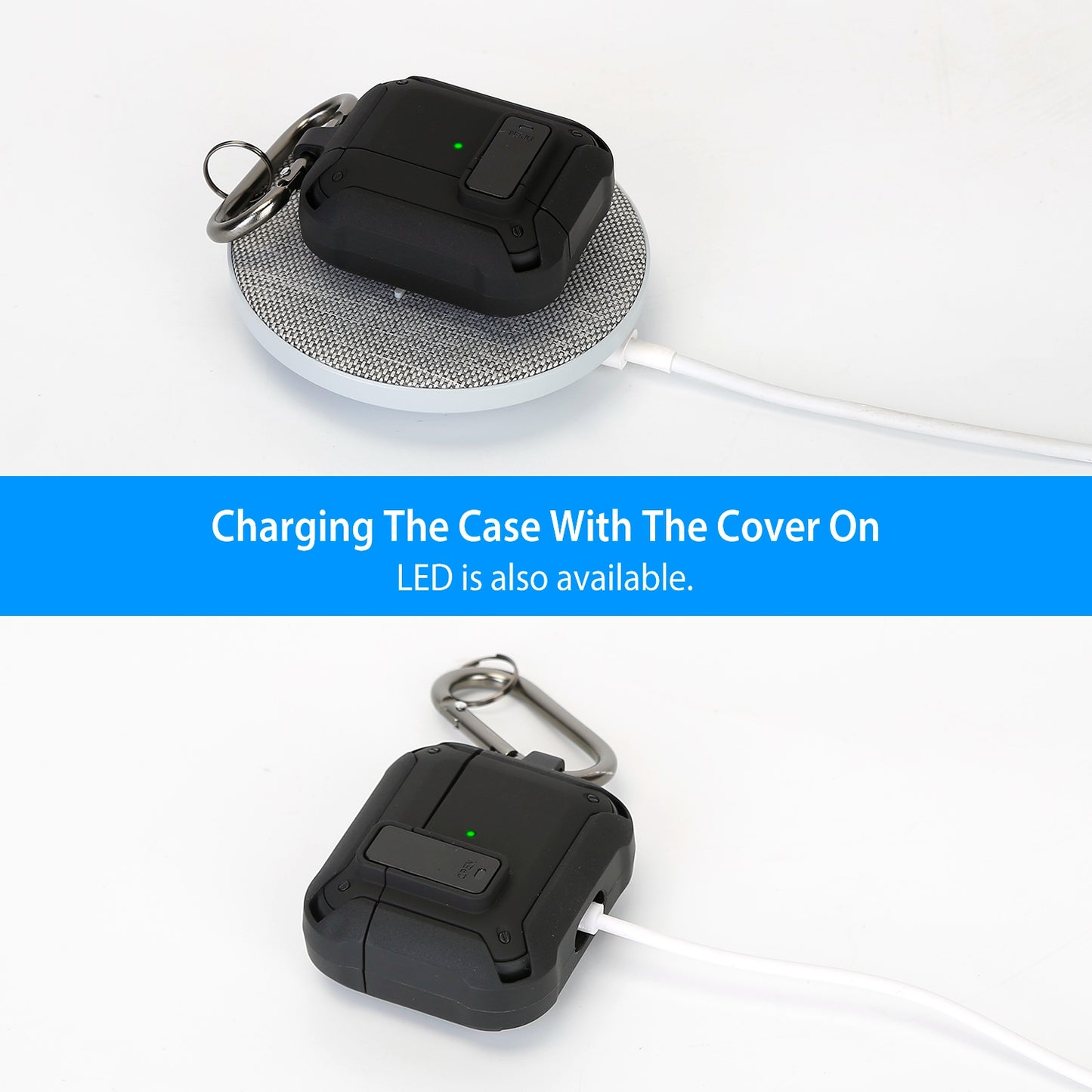 Protective Case Cover Fit for Airpod 3 Hard Shell Shockproof Cover Case w/ Carabiner