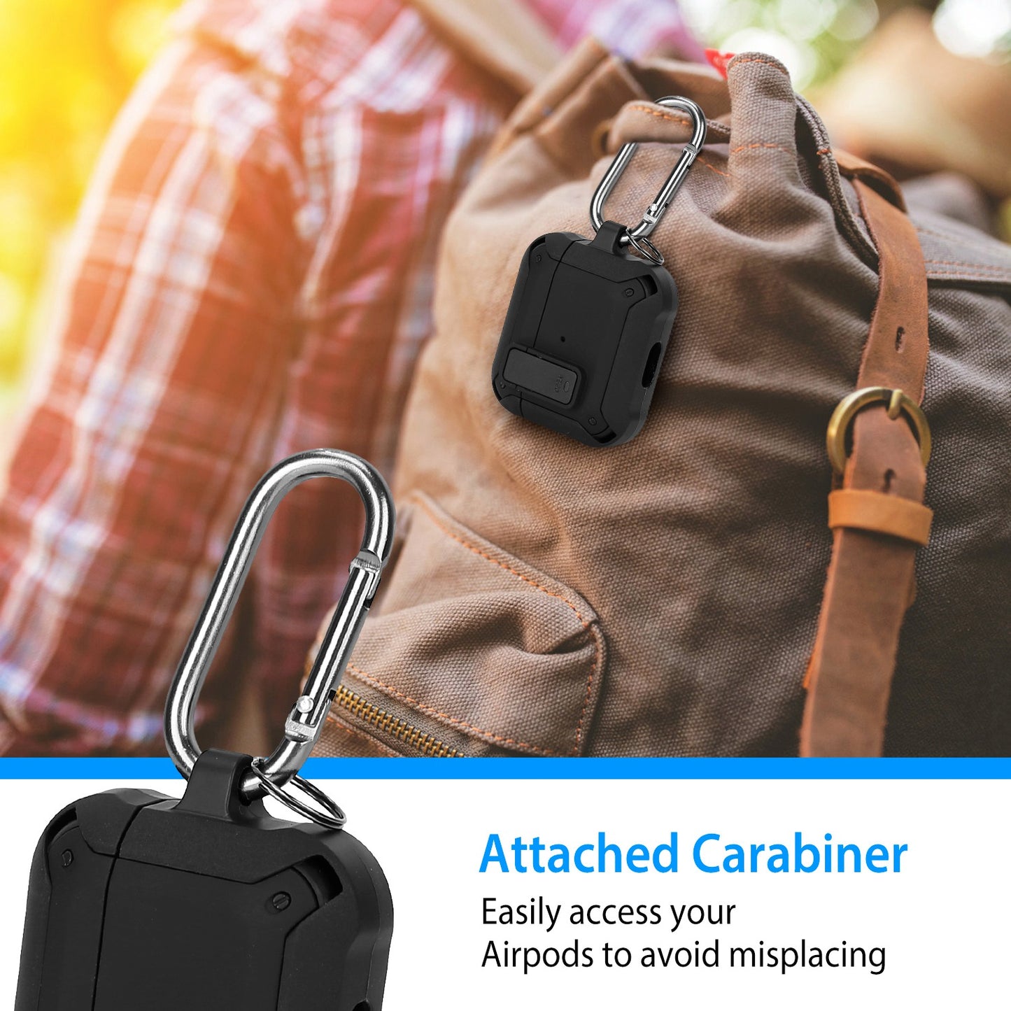 Protective Case Cover Fit for Airpod 3 Hard Shell Shockproof Cover Case w/ Carabiner