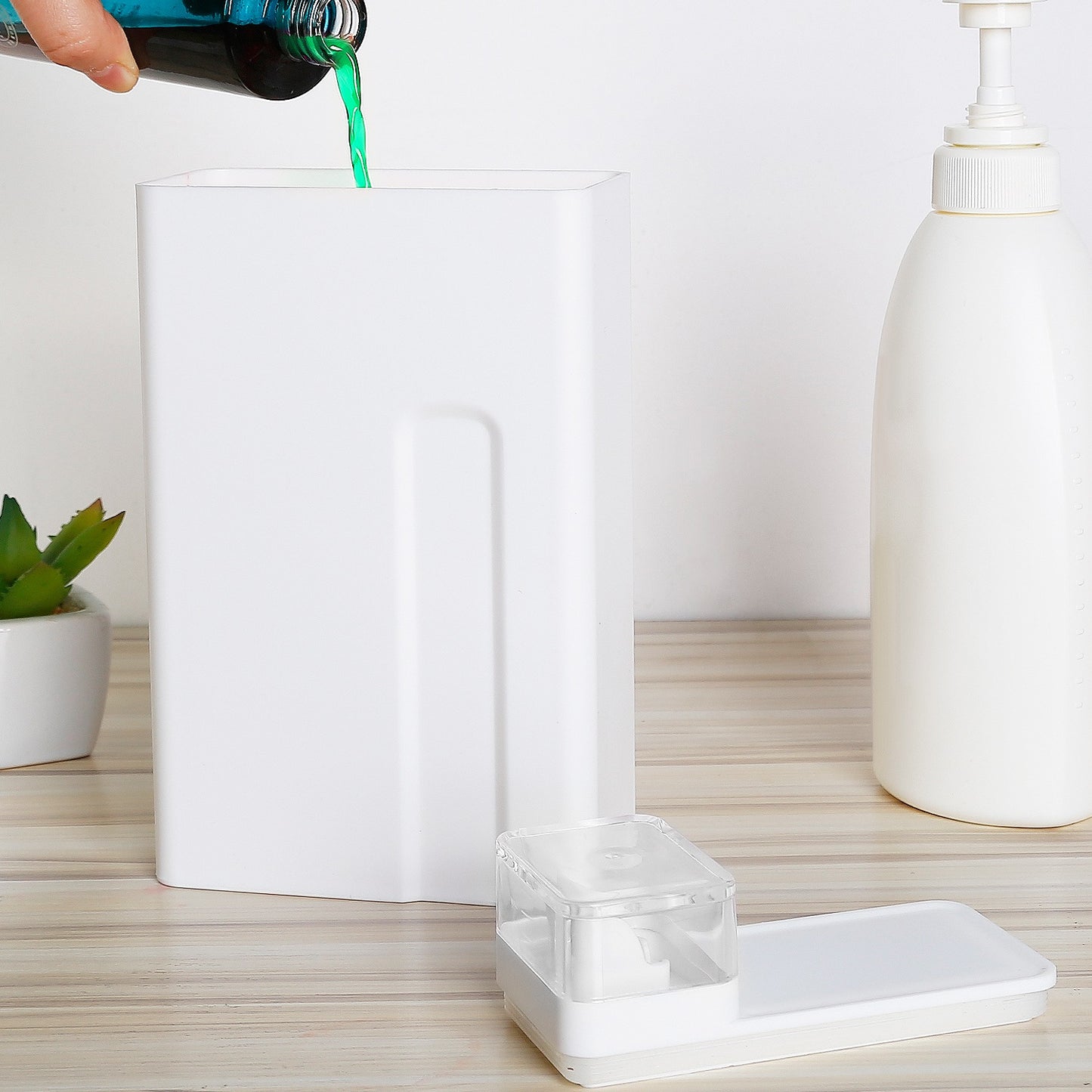 35oz Laundry Detergent Dispenser Container Empty Dispenser Bottle Storage Box w/ Waterproof Labels for Liquid Detergent Fabric Softener