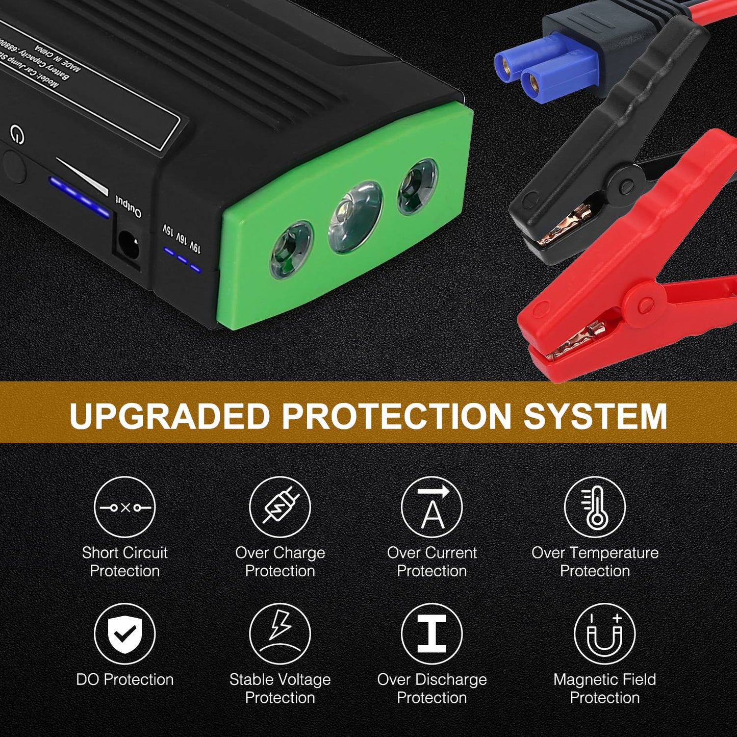 Car Jump Starter Booster 600A Peak 18000mAh Battery Charger Power Bank w/ 4 Modes LED Flashlight for Up to 6.0L Gas or 2.0L Diesel Engine