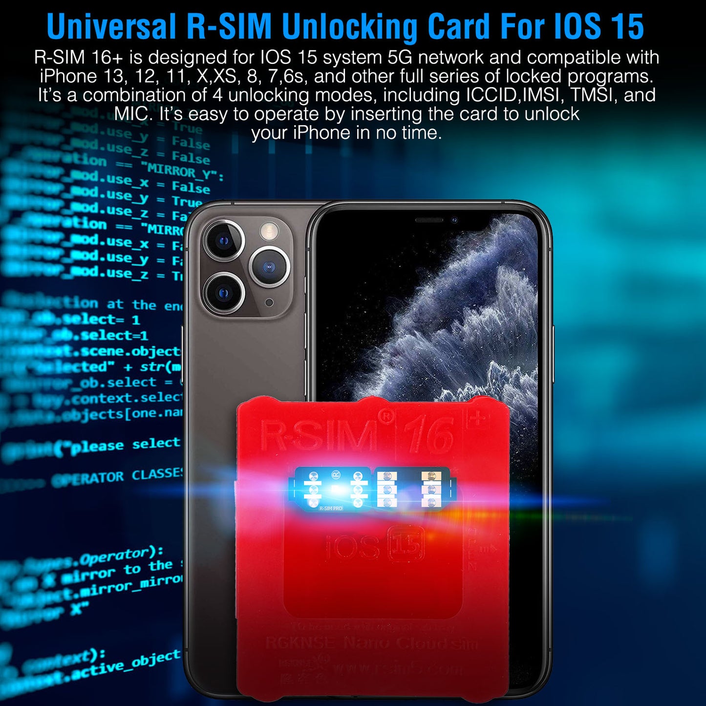 R-SIM16+ Nano Unlock RSIM Card Fit for iPhone 13 12 11 Pro Max XR X 8 7 iOS15