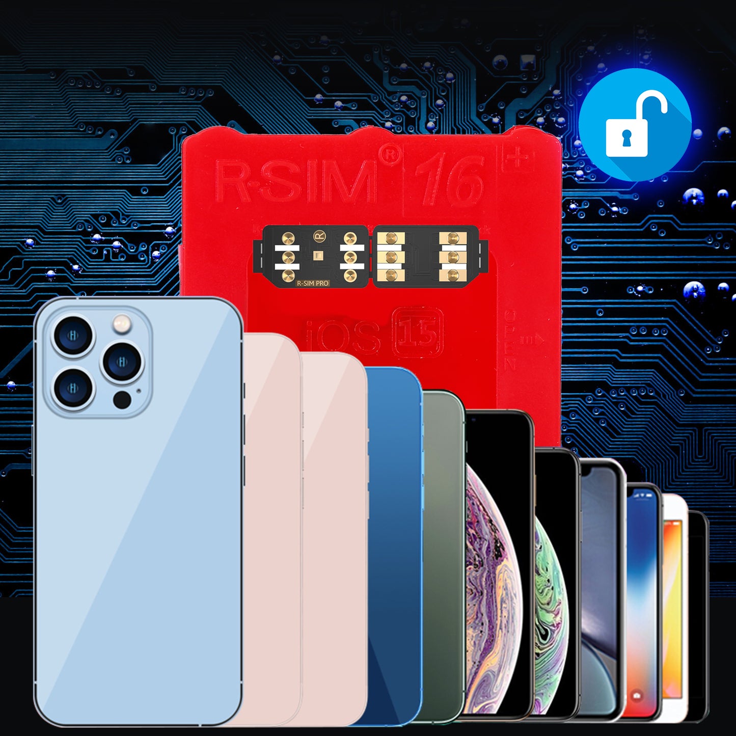 R-SIM16+ Nano Unlock RSIM Card Fit for iPhone 13 12 11 Pro Max XR X 8 7 iOS15
