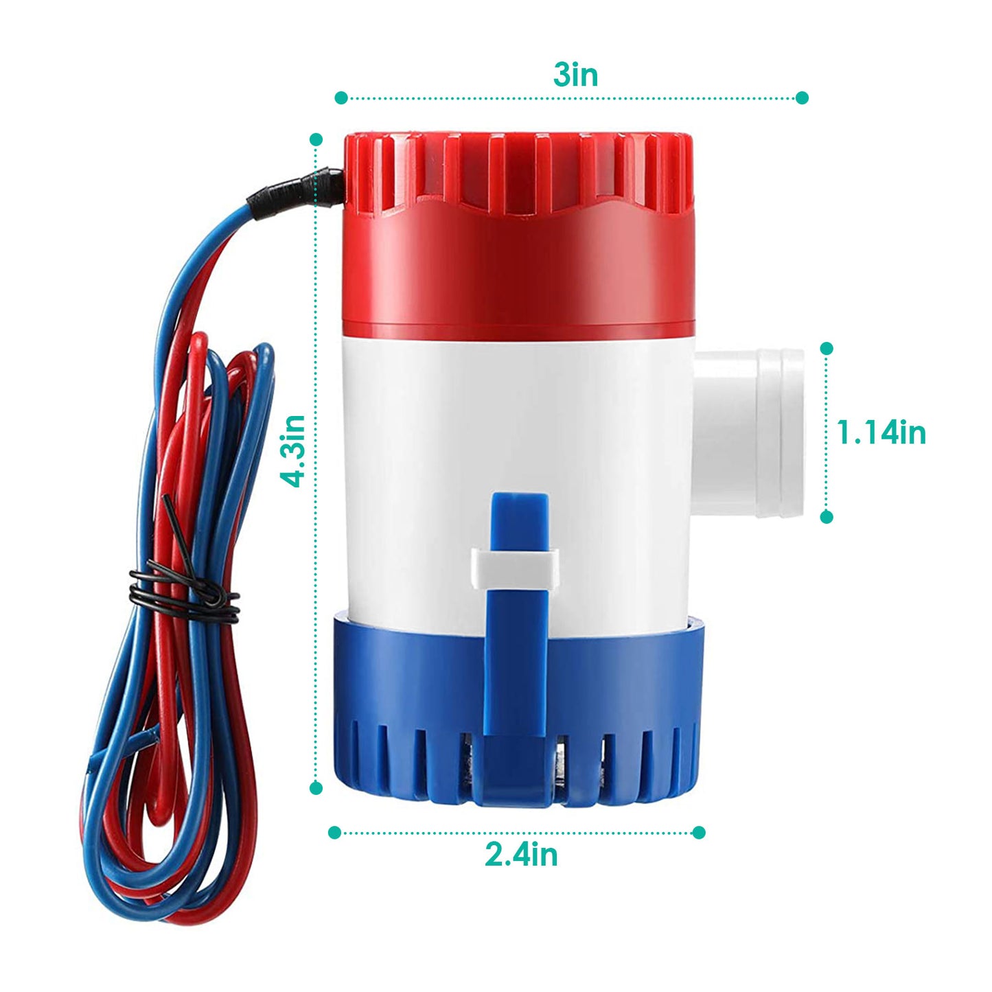 Bilge Pump For Boats 12V 1100GPH Submersible Marine Boat Bilge Non-Automatic Electric Water Pump For Ponds Pools Spas Silent Boat Caravan RV