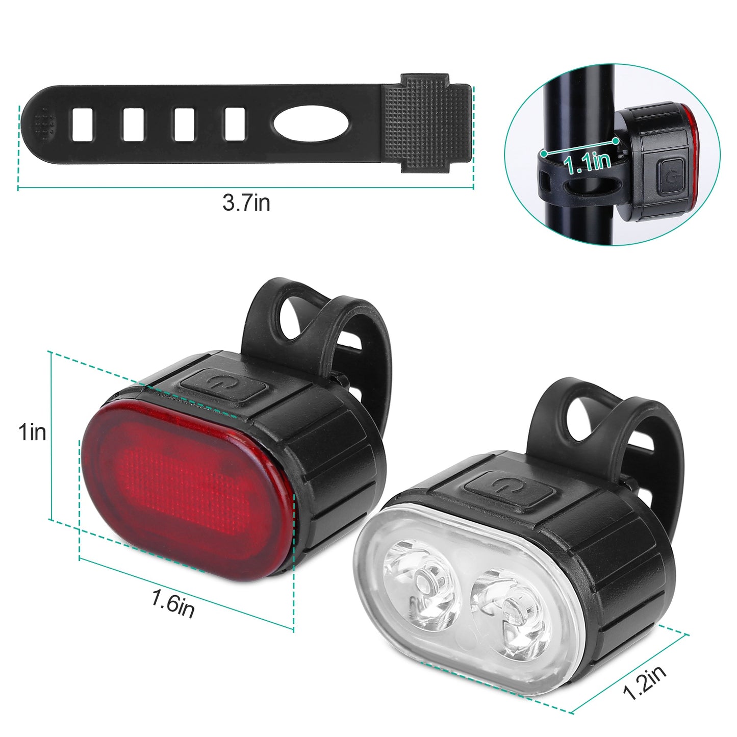 Bike Headlight Taillight Set USB Rechargeable Bicycle Safety Lamp IPX4 Waterproof Bicycle LED Front Light Taillight