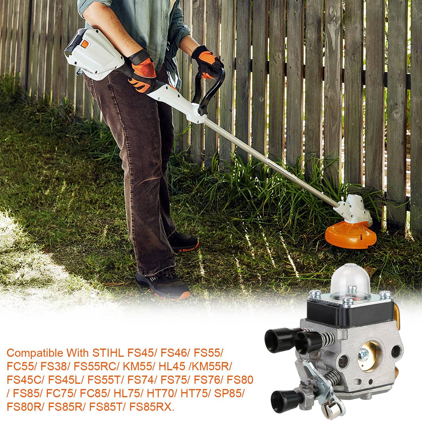 Carburetor Compatible w/ STIHL FS38 FS45C FS45L FS46 FS46C FS55 FS55C FS55RC FS55T KM55 KM55C KM55R KM55RC