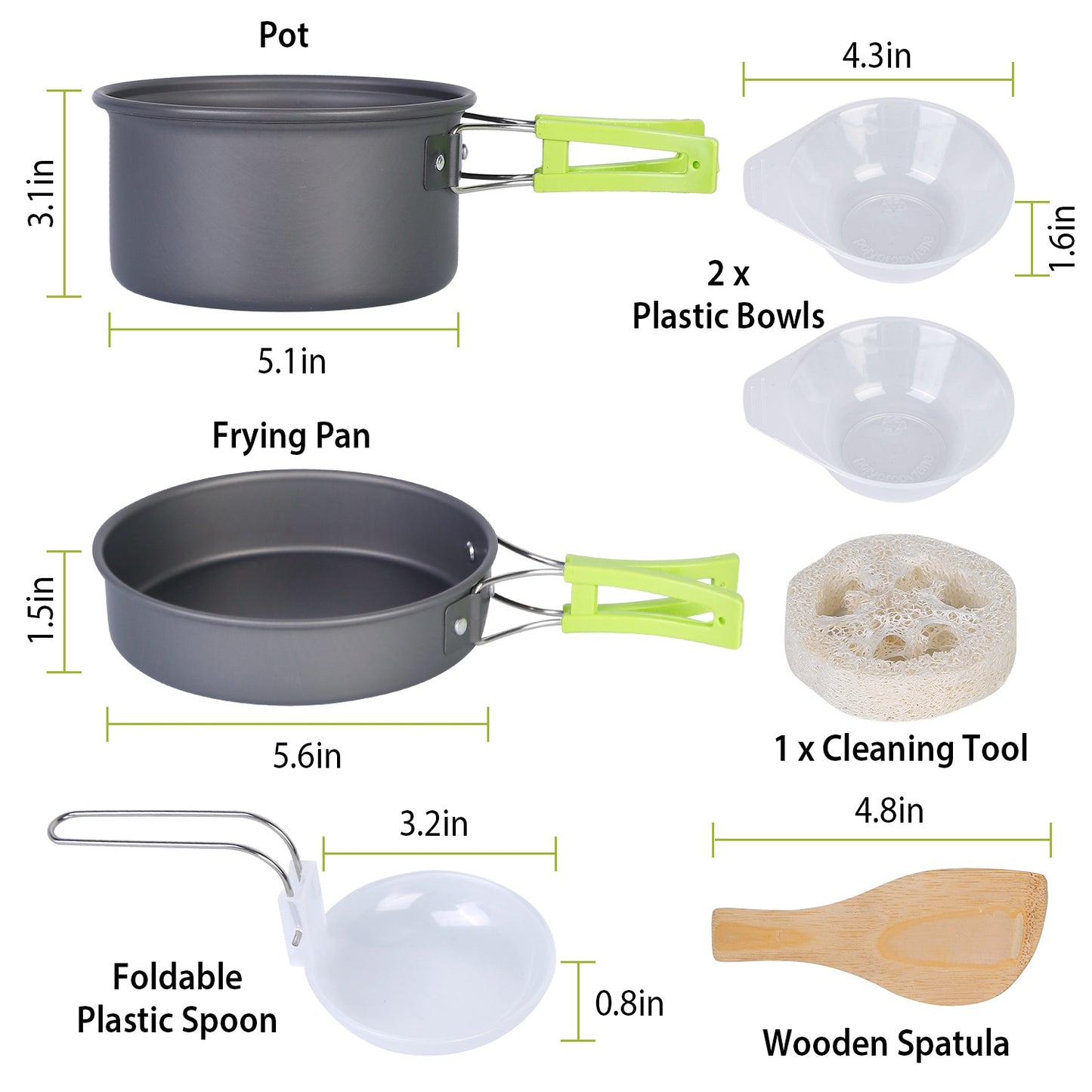 9Pcs Camping Cooking Ware Set Camping Stove Cookware Kit Aluminum Pot Pans Set for Hiking Picnic Outdoor