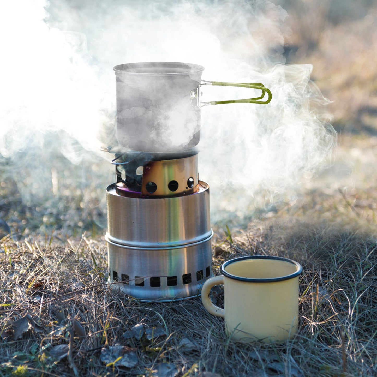 8Pcs Camping Cooking Ware Set Camping Stove Cookware Set Aluminum Pot Foldable Knife Fork Spoon Set for Hiking Picnic Outdoor
