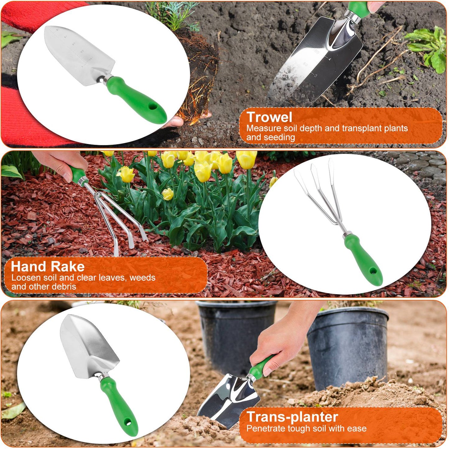 Garden Tool Set 30Pcs Stainless Steel Hand Tools Kit