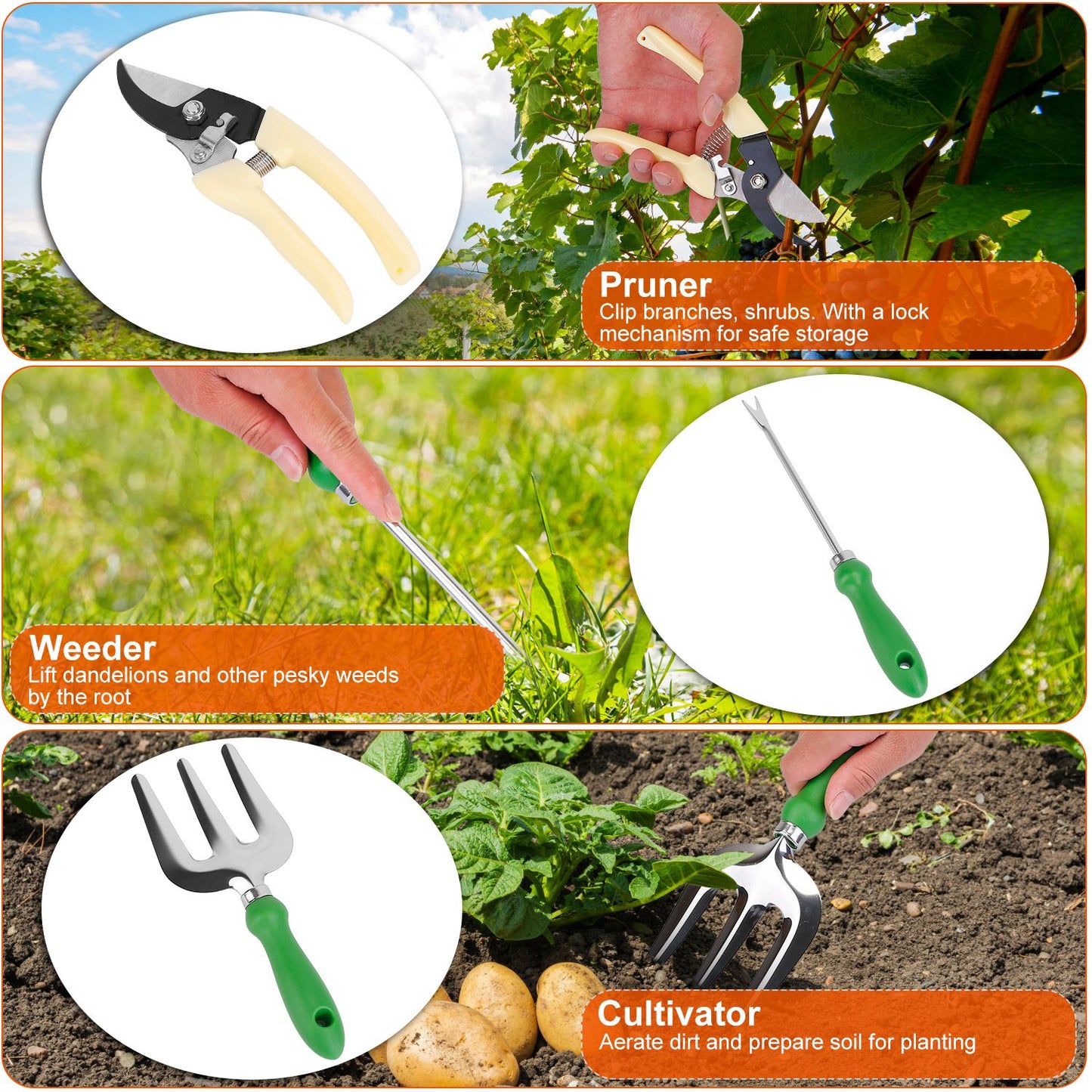 Garden Tool Set 30Pcs Stainless Steel Hand Tools Kit