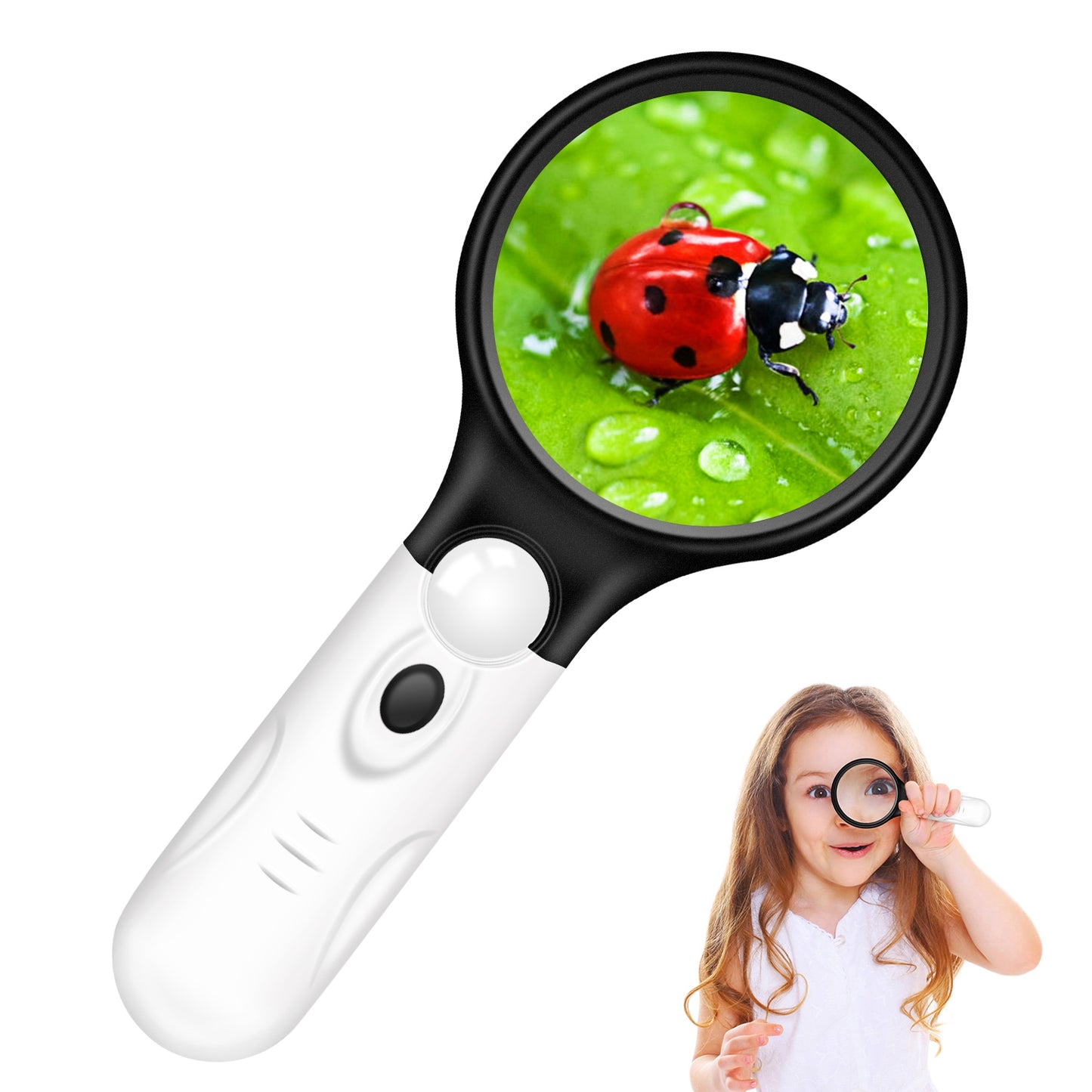LED Illuminated Magnifying Glass 45X 3X Handheld Magnifie