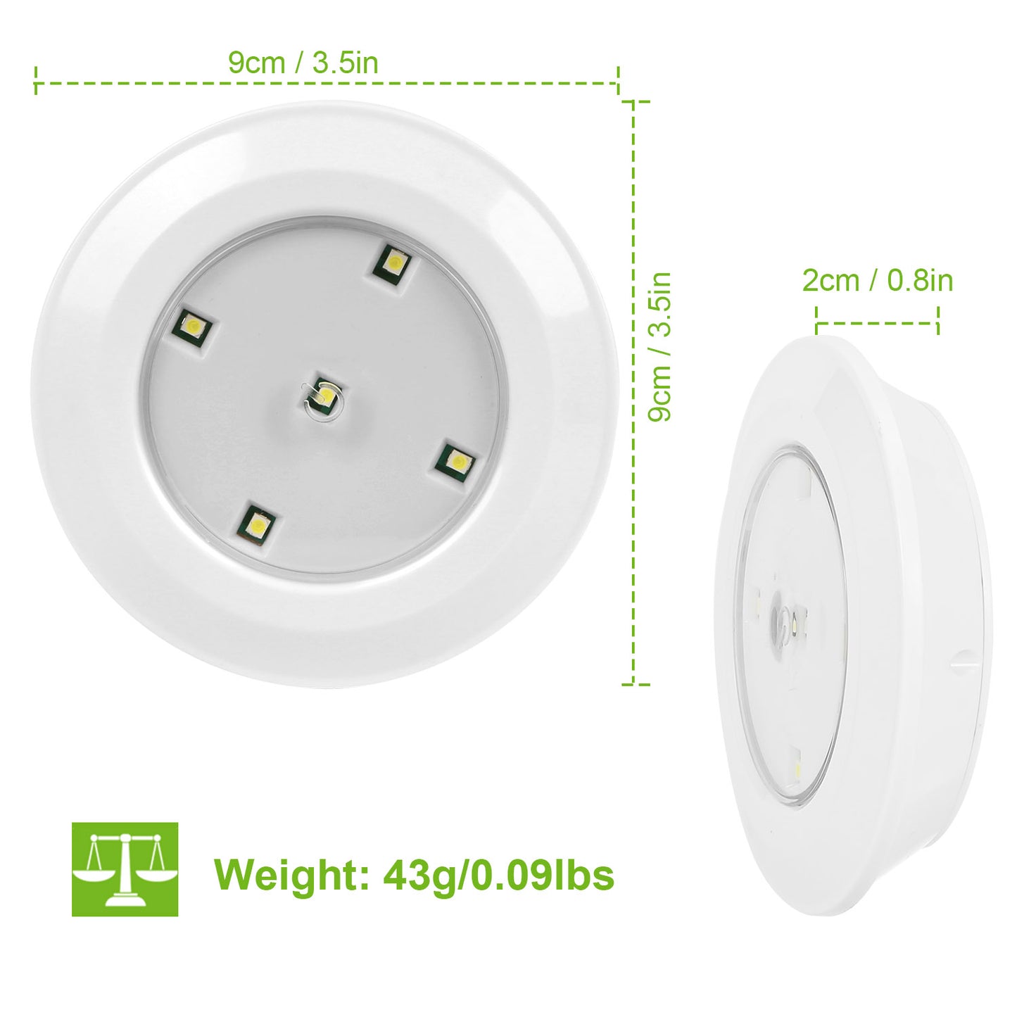 3Pcs LED Night Light Cordless Battery-Powered Closet Lamp Dimmable