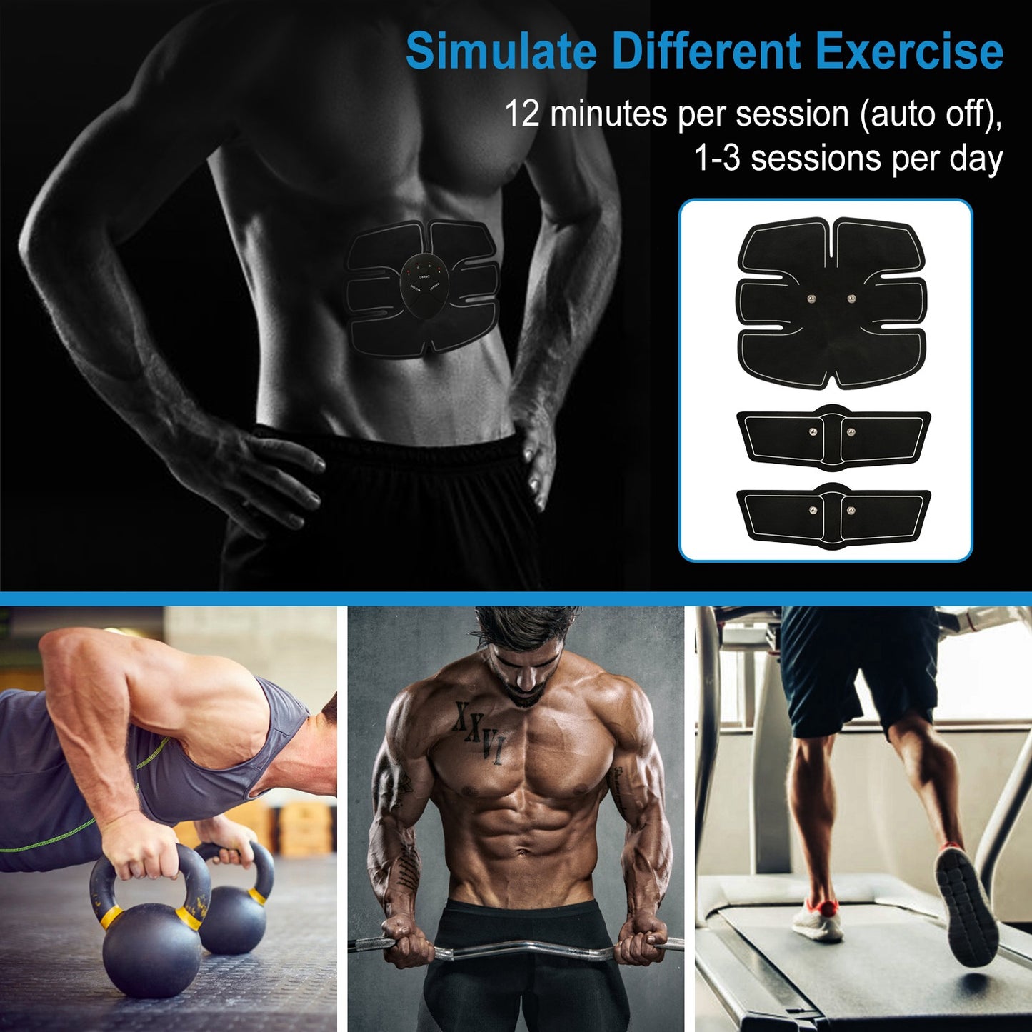 Smart Abs Stimulator Abdominal Muscle Toning Belt Trainer EMS Training