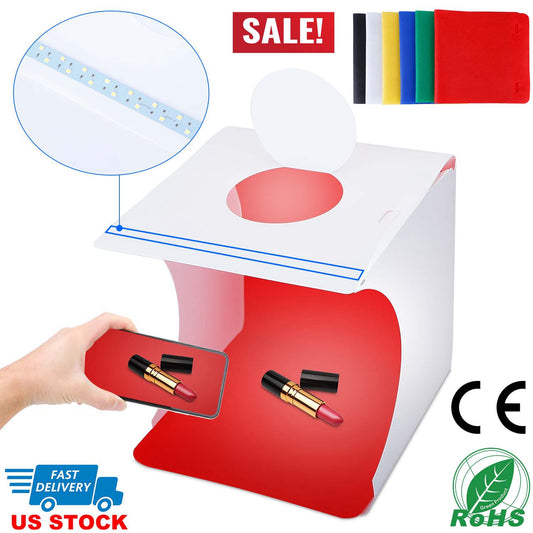 Mini Photo Studio Box Photography Shooting Light Tent Kit with 6 Color Backdrops 20LED Beads
