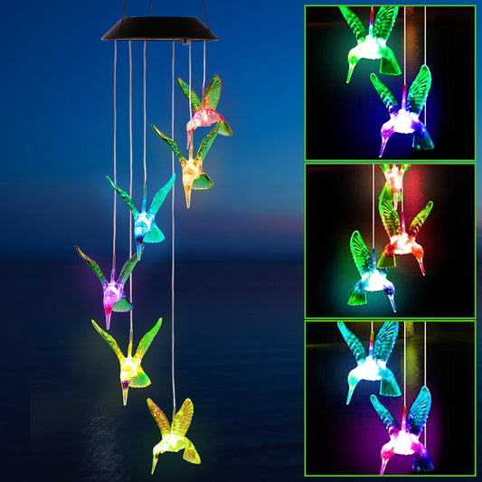 LED Solar Hummingbird Wind Chime Solar String Lights