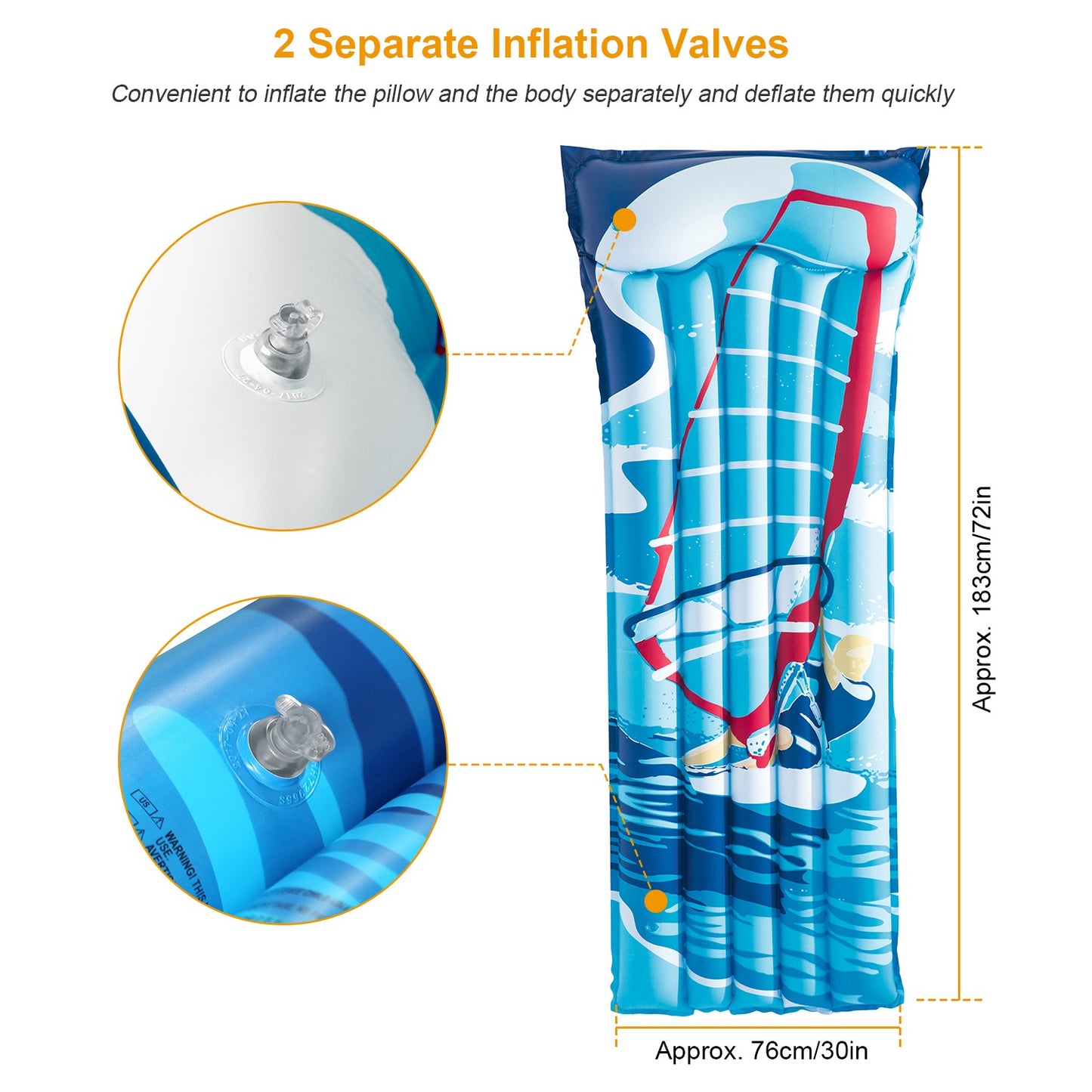 72in Inflatable Pool Float Raft Float Lounge Swimming Pool Mat