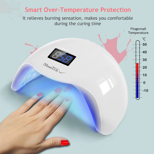 80W UV LED Nail Lamp Gel Polish Nail Dryer 36LEDs Fingernail Toenail Gel Curing Machine PIR Sensor Timer Display for Home Nail Salon