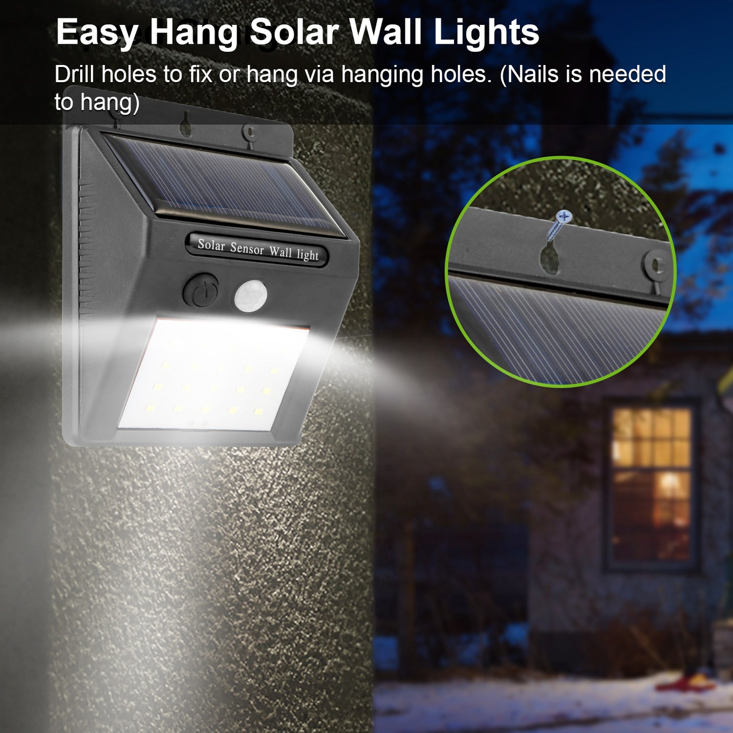 Solar Light 20 LEDs Outdoor PIR Motion Sensor Lights IP65 Waterproof 120 Degree Sensing