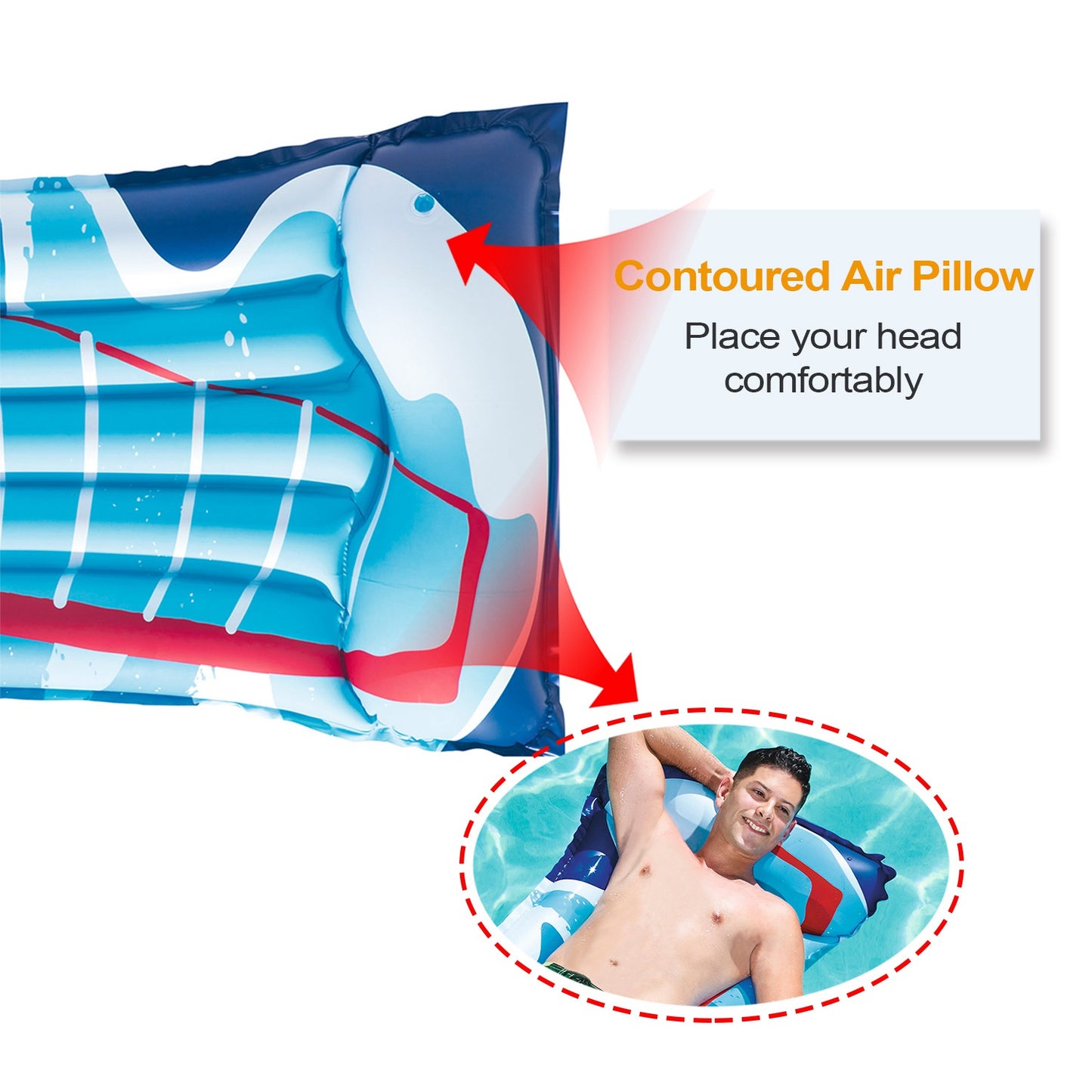 72in Inflatable Pool Float Raft Float Lounge Swimming Pool Mat