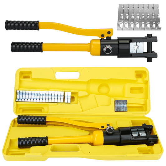 12 Ton Hydraulic Wire Crimper Professional Terminal Crimping Pliers Battery Cable Lug Crimping Tool Set W/ 12 Dies