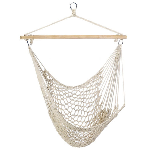 Hammock Chair Hanging Rope Seat Swing w/ Wooden Stick 220lbs Load